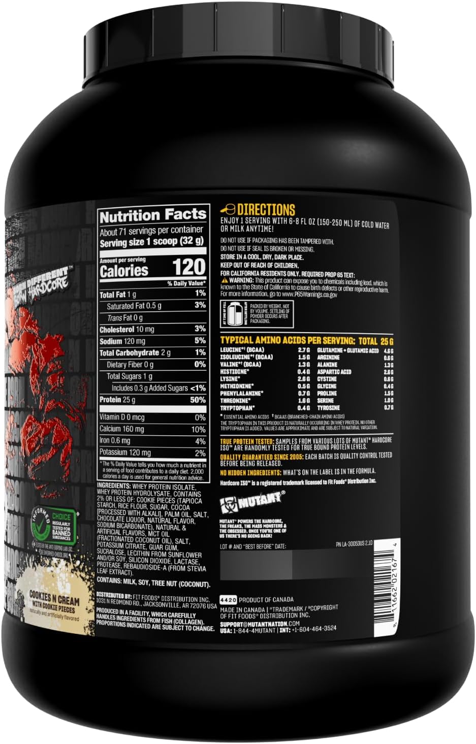 Mutant Hardcore ISO, Whey Protein Isolate, Strawberry Milkshake, 5 lb