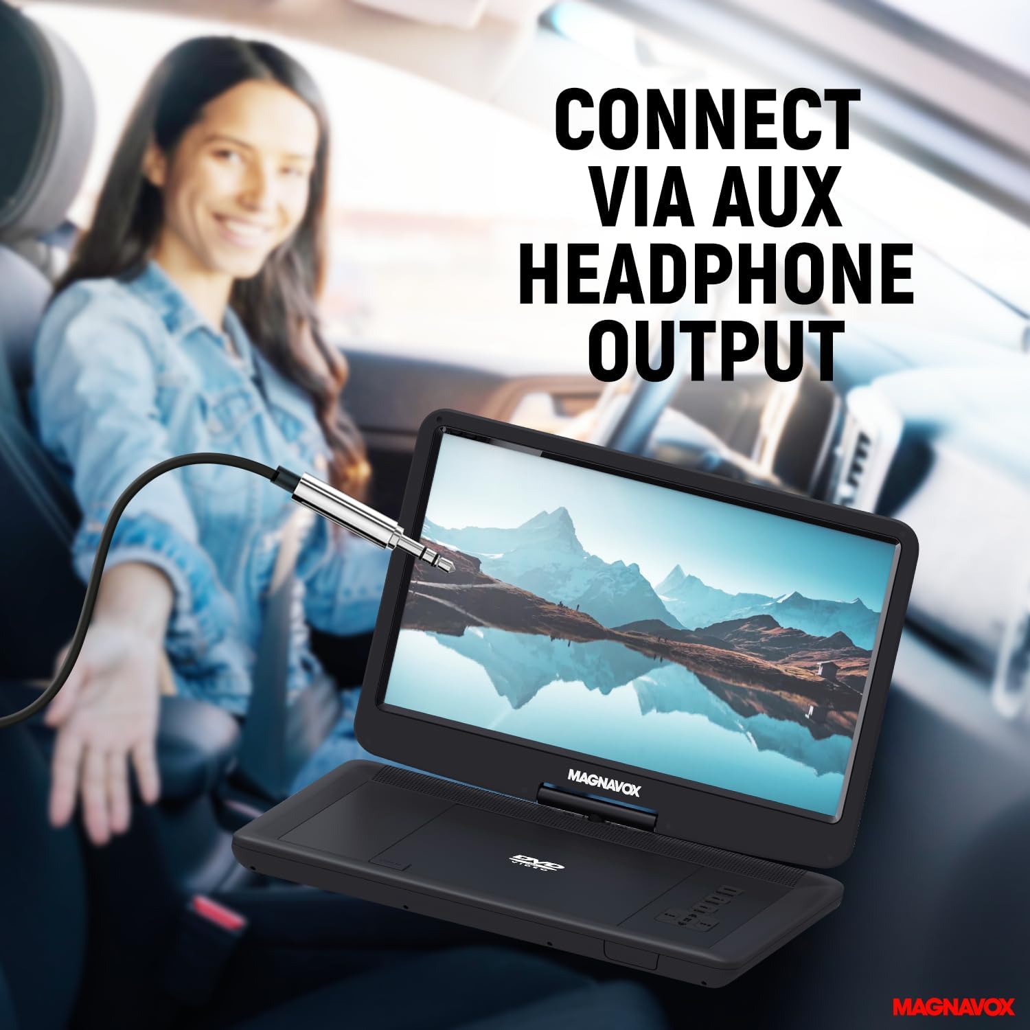 Magnavox MTFT754 Portable 11.6 Inch TFT Swivel Screen DVD/CD Player in Black | Rechargeable Battery | Swivel Screen Design | Great for Road Trips