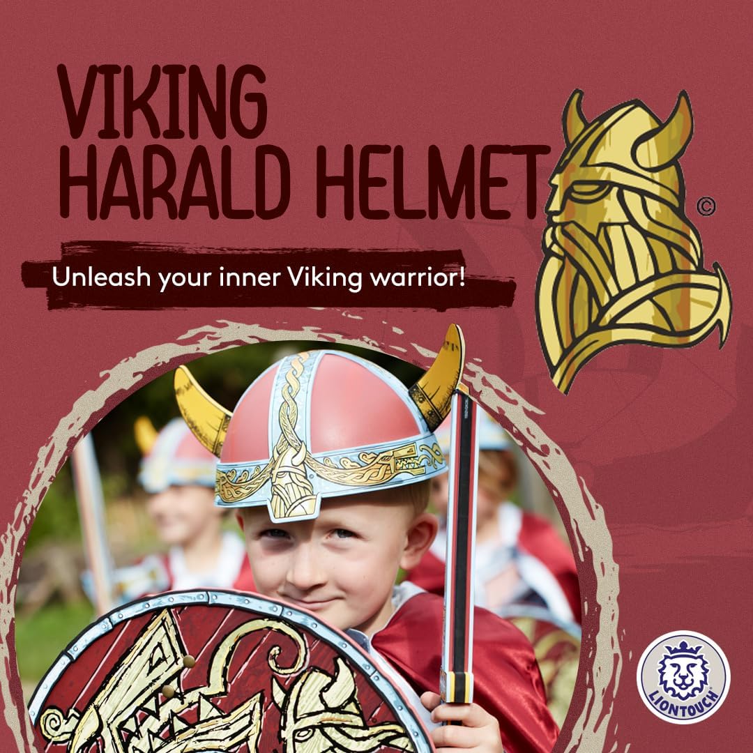 Viking Helmet with Horns for Kids - Age 3-8 Years | One Size | Inspired By Harald | Viking Costume Accessory For Role Play