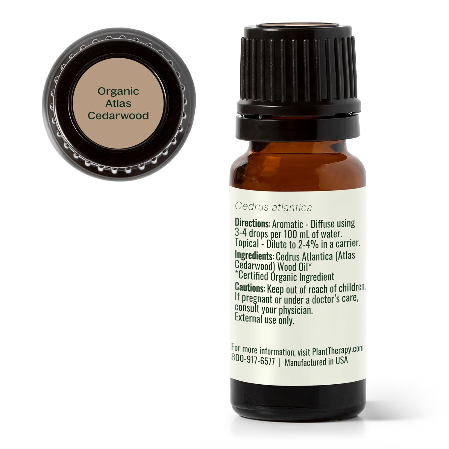 Plant Therapy Atlas Cedarwood Essential Oil 10 mL USDA Certified Organic | 100% Pure and Undiluted, for Essential Oil Diffusers and DIY Skincare