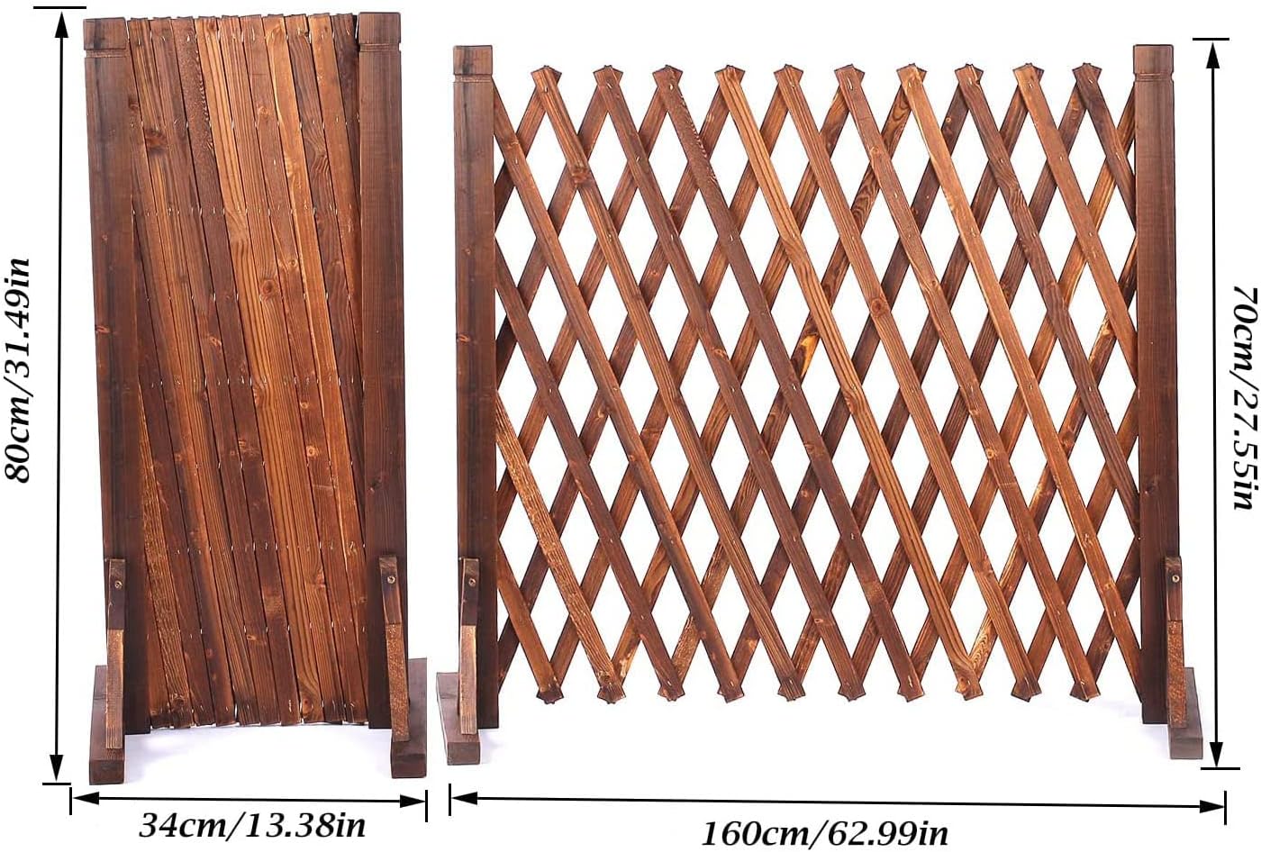 uyouous Garden Fence Wood Garden Fencing 2 Pack Extendable Instant Fence