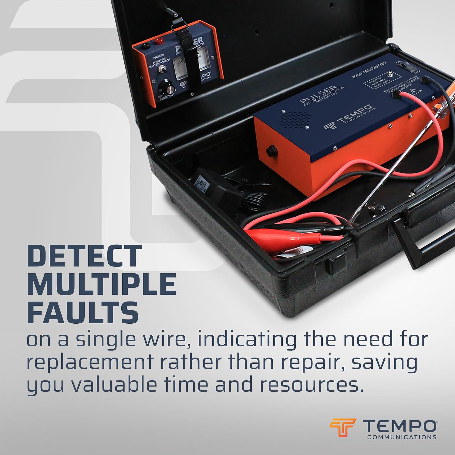 TEMPO Communications PE2003-G Pulser Ground Fault Locator, Underground Wire Break Locator, High-Voltage Signal, A-Frame Receiver