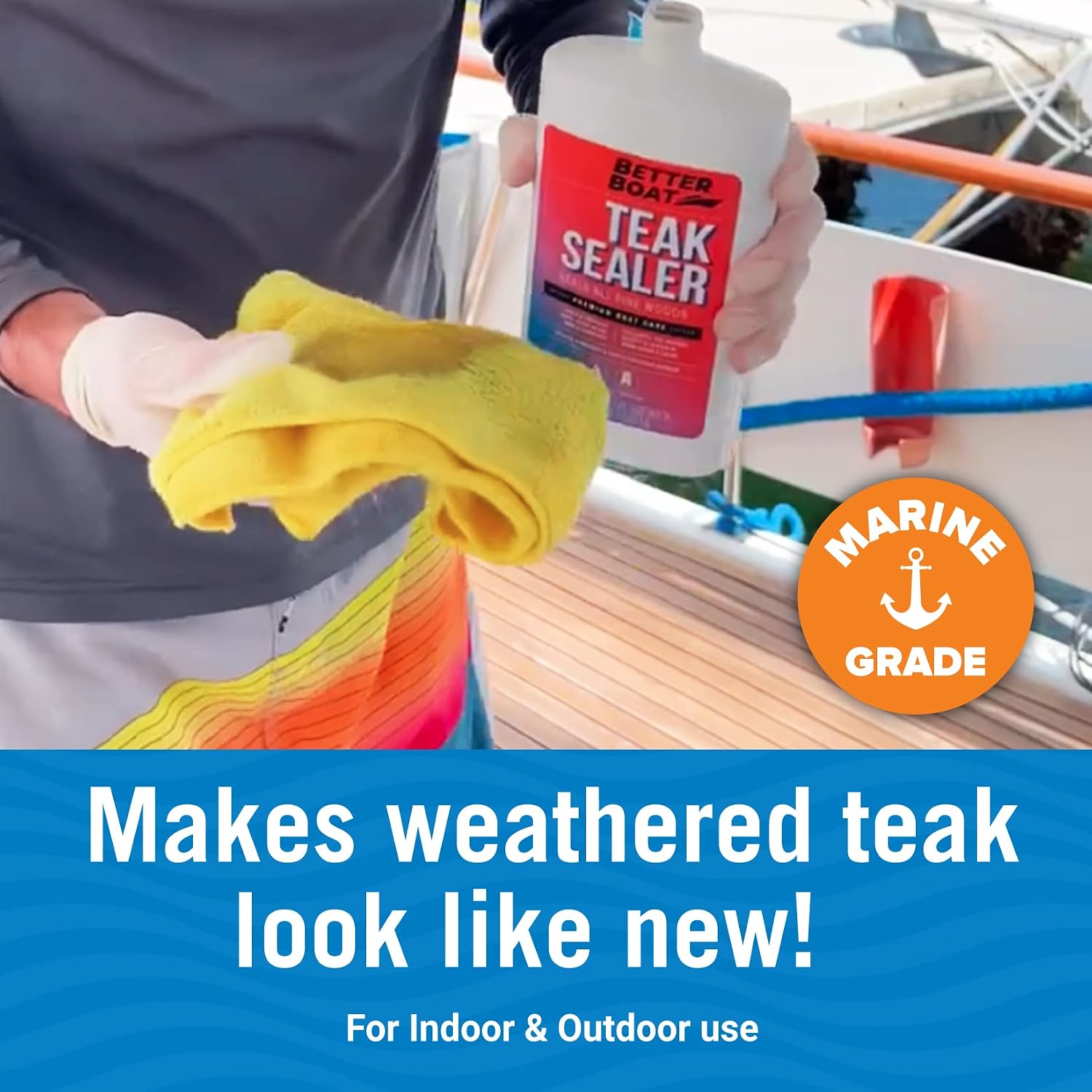 Teak Cleaner and Brightener for Wood, Teak Oil or Sealer for Boats, Indoor