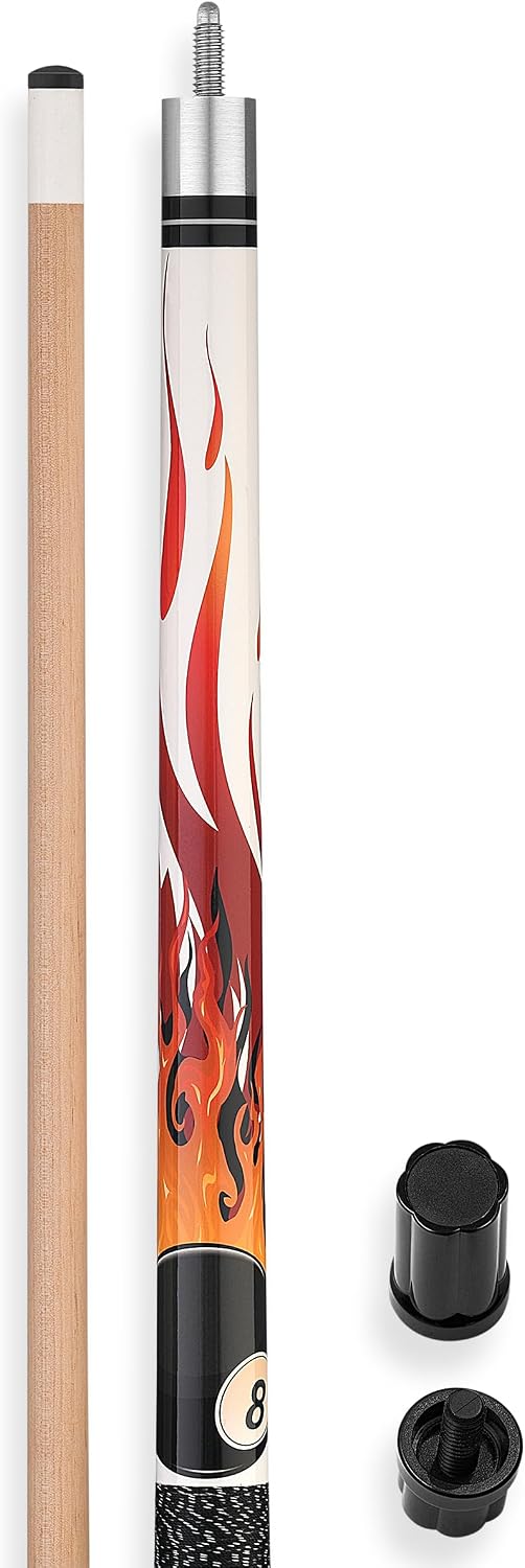 Joshmar Pool Cue Stick 58" – 2-Piece Canadian Maple Billiard Cue 19oz, 13mm Tip, Includes Hard Case, Glove & Chalk – Complete Set for Beginners