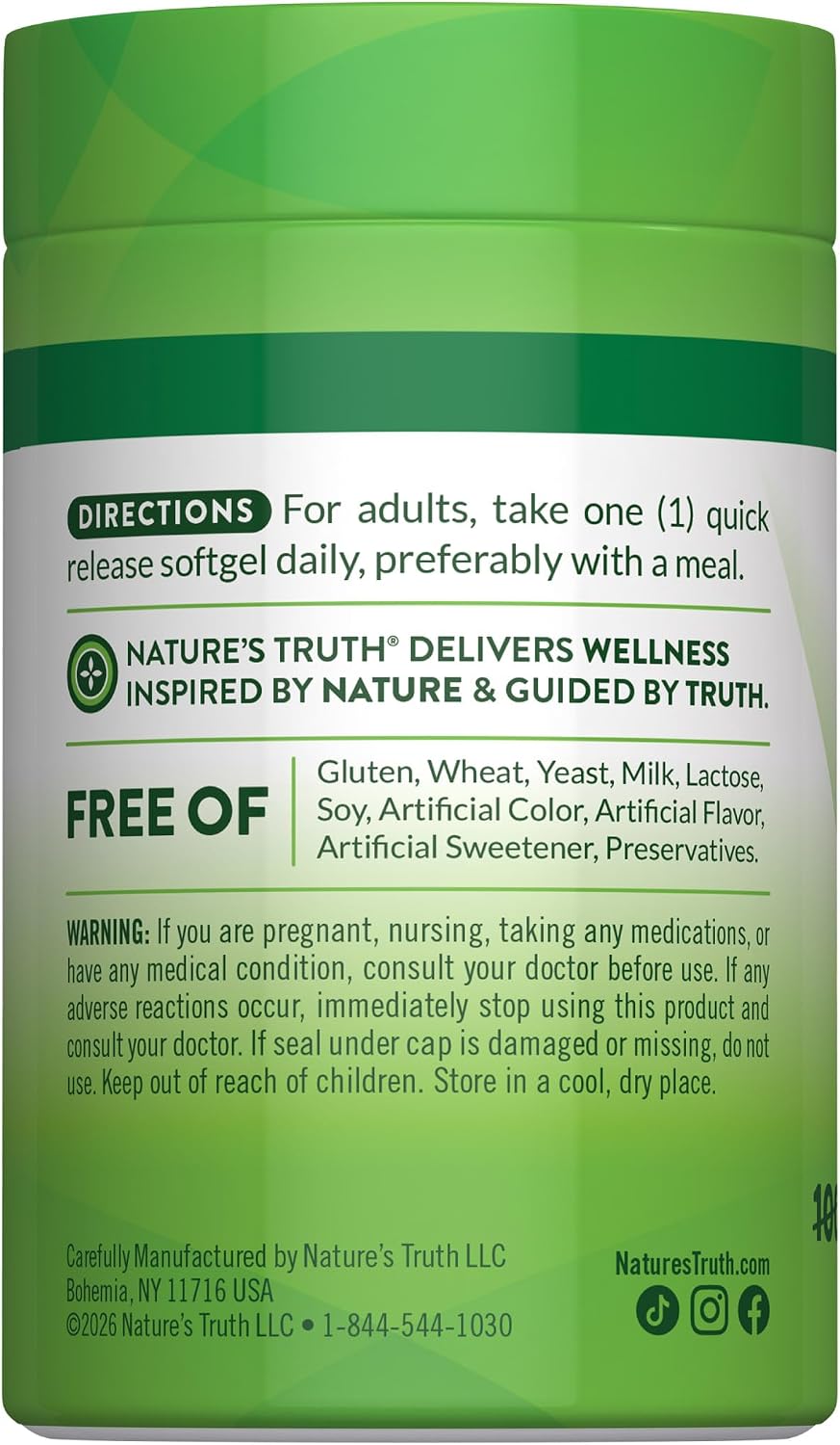 Nature's Truth Vitamin D3 2000 IU Softgels for Adults | 150 Count | High Potency | Non-GMO and Gluten Free Supplement | High Potency | Non-GMO and