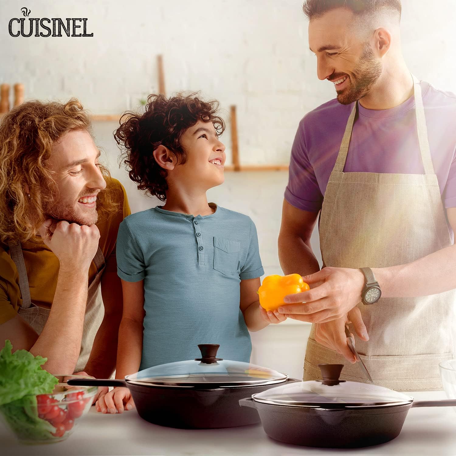 Cuisinel Cast Iron Skillet with Lid - 10"-Inch Pre-Seasoned Frying Pan + Glass Cover + Heat-Resistant Handle Holder - Indoor/Outdoor Use - Grill, Stove, Camp Firepit, Induction - Oven Safe Cookware