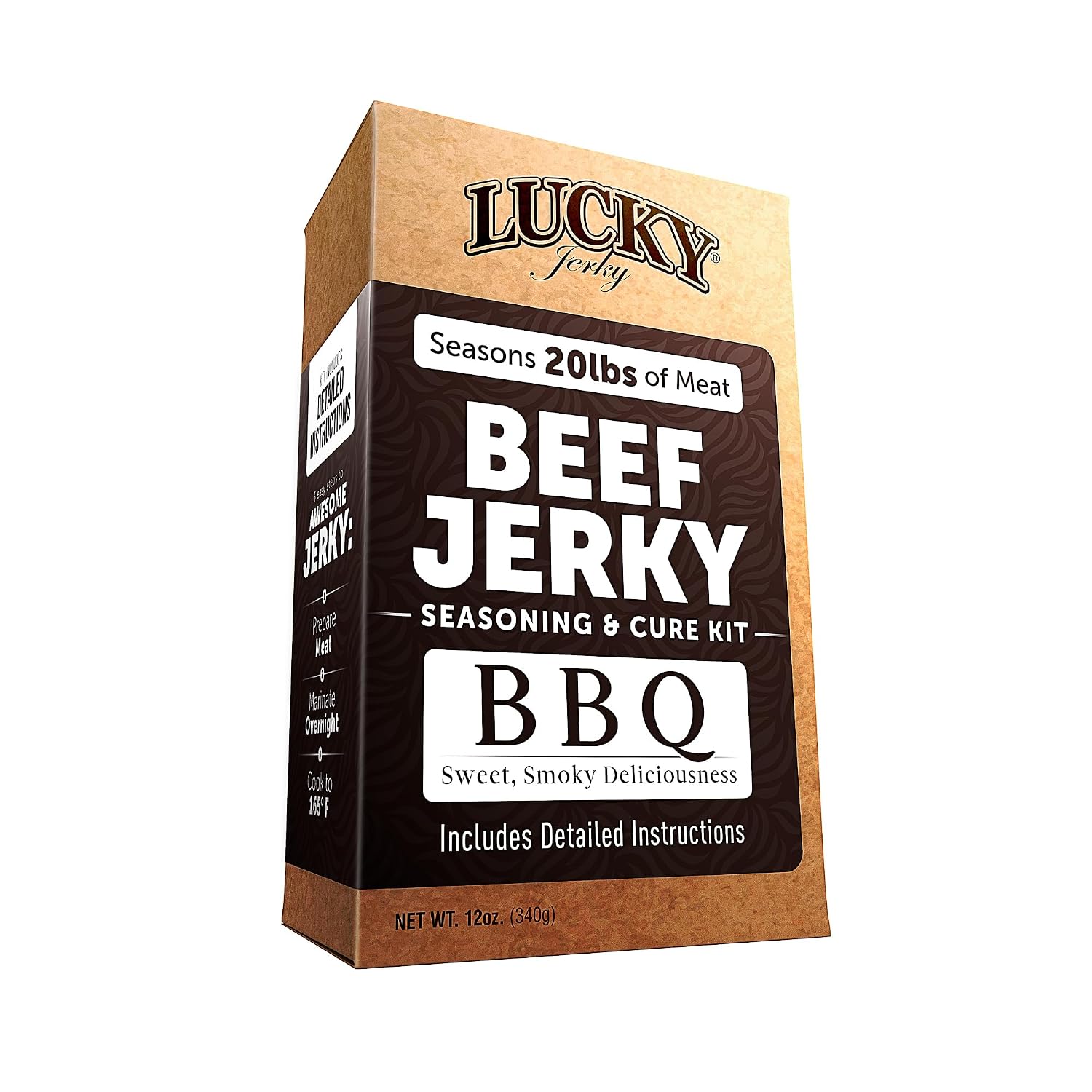 Lucky Jerky Ultimate Savory DIY Beef Jerky Seasoning and Cure Kit, 12 Oz | Make Your Own with Original, BBQ, Teriyaki, and Sweet & Spicy, Seasons 5 lbs per Flavor, 20 lbs Total