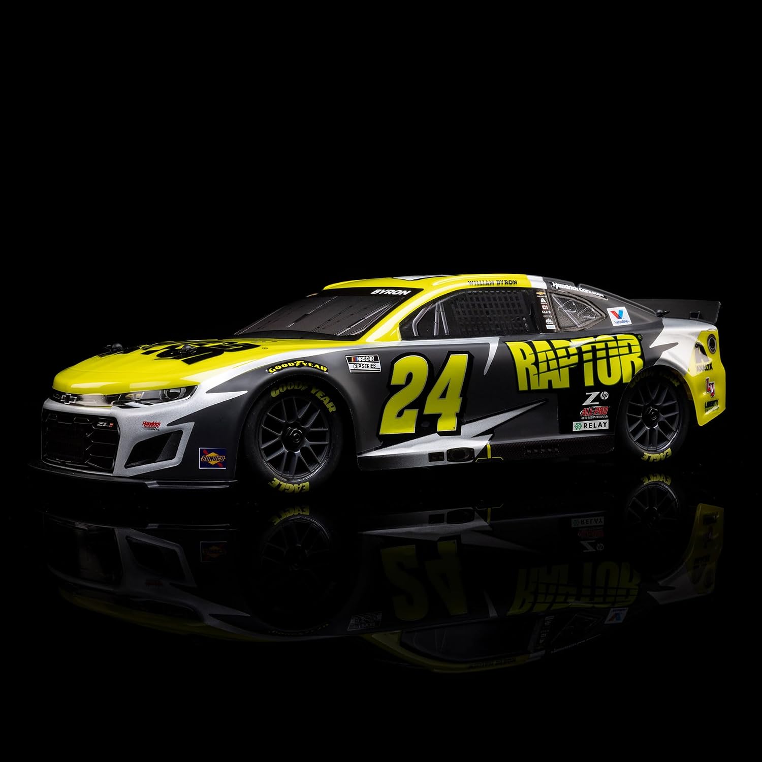 Losi 1/12 NASCAR RC Race Car William Byron No. 24 2025 Raptor Chevrolet ZL1 2S AWD Brushed On-Road Battery & Charger Included Black LOS1122524