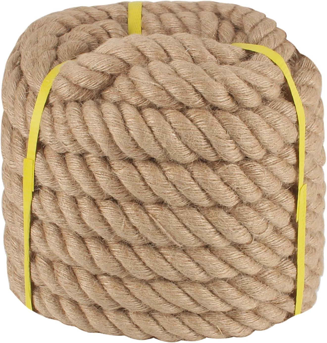 Jute Rope 1 in x 100 ft Thick Twisted Manila Ropes Natural Hemp Rope for Swing Bed, Railing, Crafts, Docks, Tug of War, Decorating, Nautical, Landscaping, Hammock