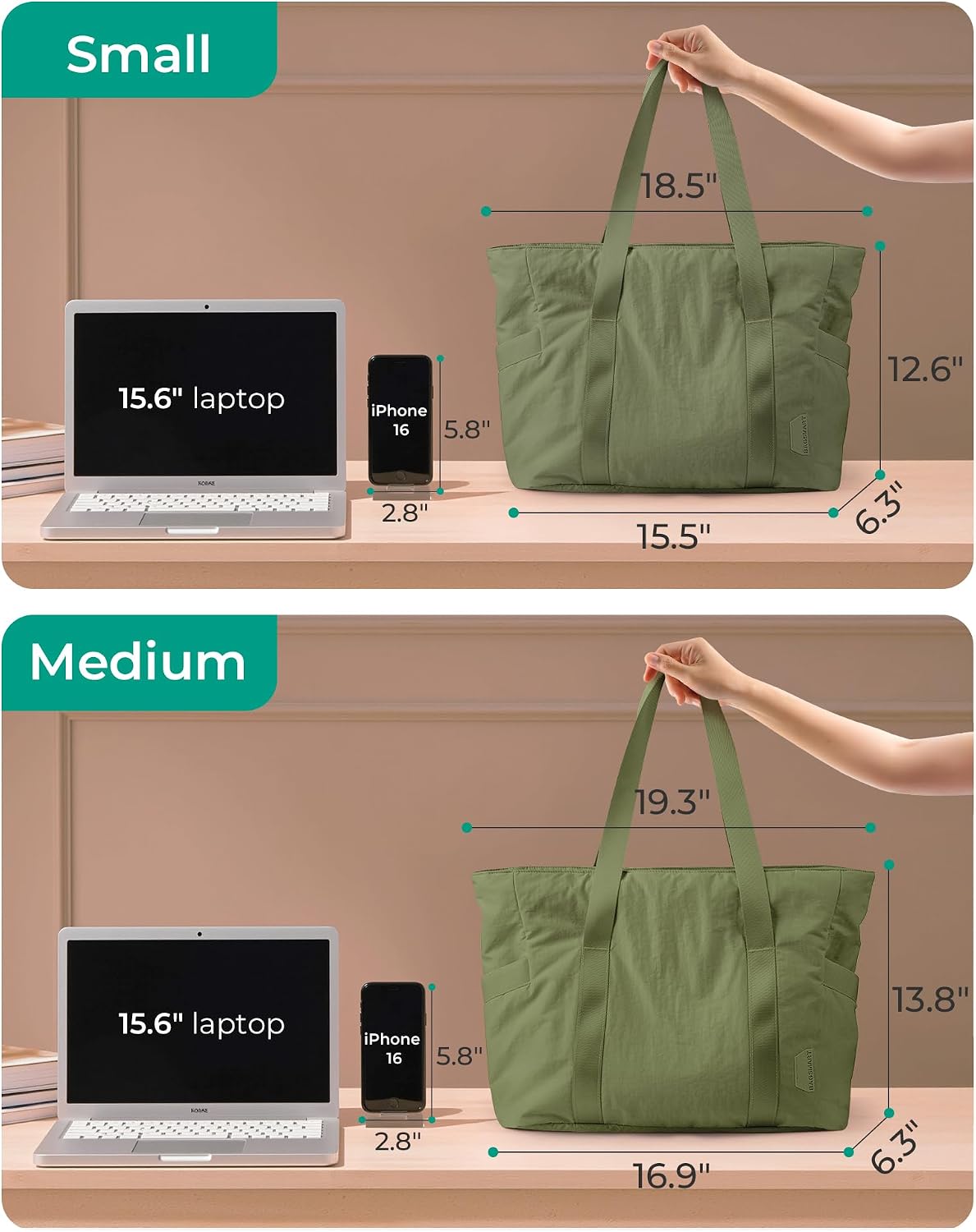 BAGSMART Gym Tote Bag for Women, 24L/28L Travel Tote Yoga Mat Bag