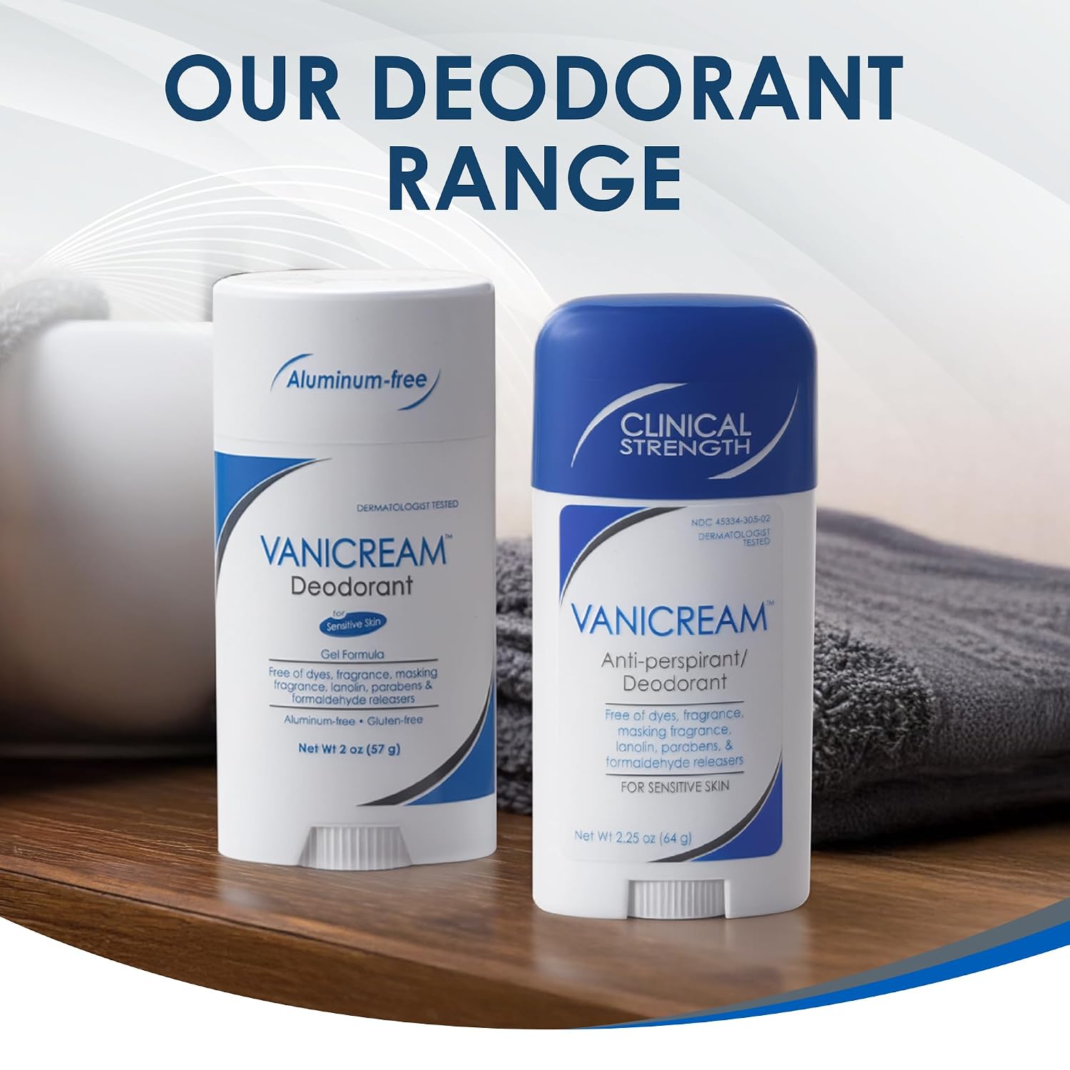 Vanicream Aluminum-Free Gel Deodorant, 2 Oz, Formulated without Common Irritants for Sensitive Skin, Water-Based Gel, Helps Reduce Odor, Unscented