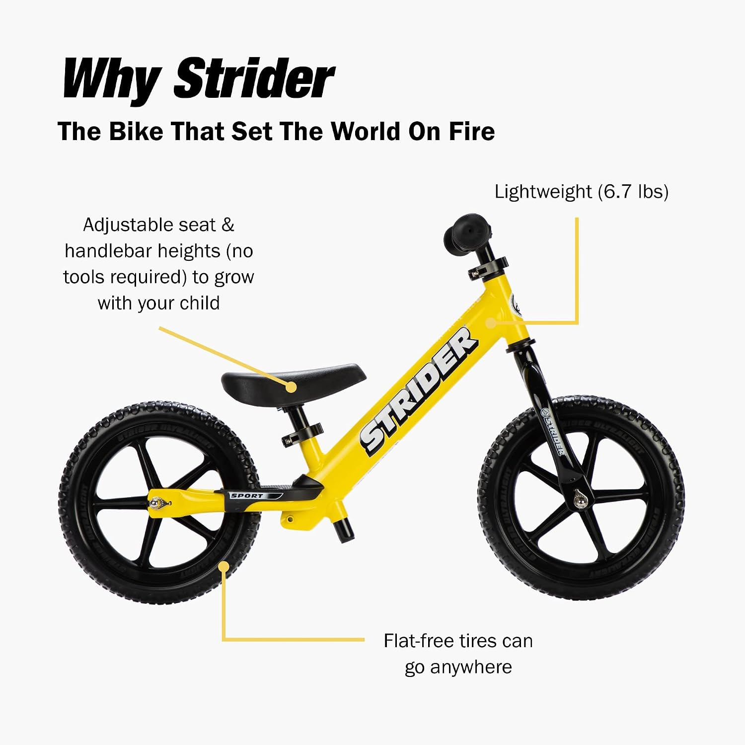 Strider 12 Sport Bike, Pink - No Pedal Balance Bicycle for Kids 1 to 4 Years - Includes Safety Pad, Padded Seat, Mini Grips, Flat-Free Tires -Easy Assembly, Tool-Free Adjustments | No-Pedal Balance Bike for Toddlers, Safety Pad, Adjustable Seat and Handl…