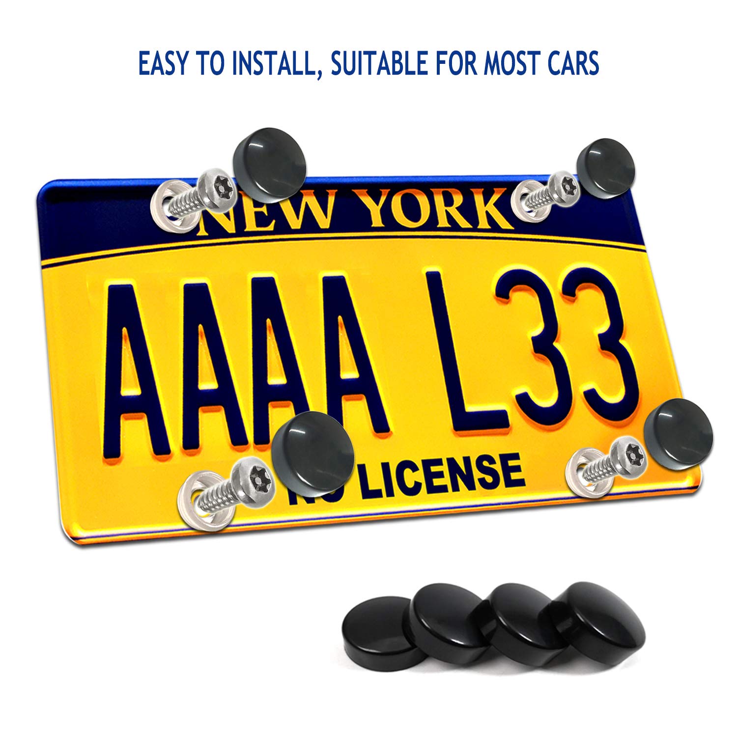 ZXFOOG Anti Theft License Plate Screws, Stainless Steel Bolts, Chrome Caps