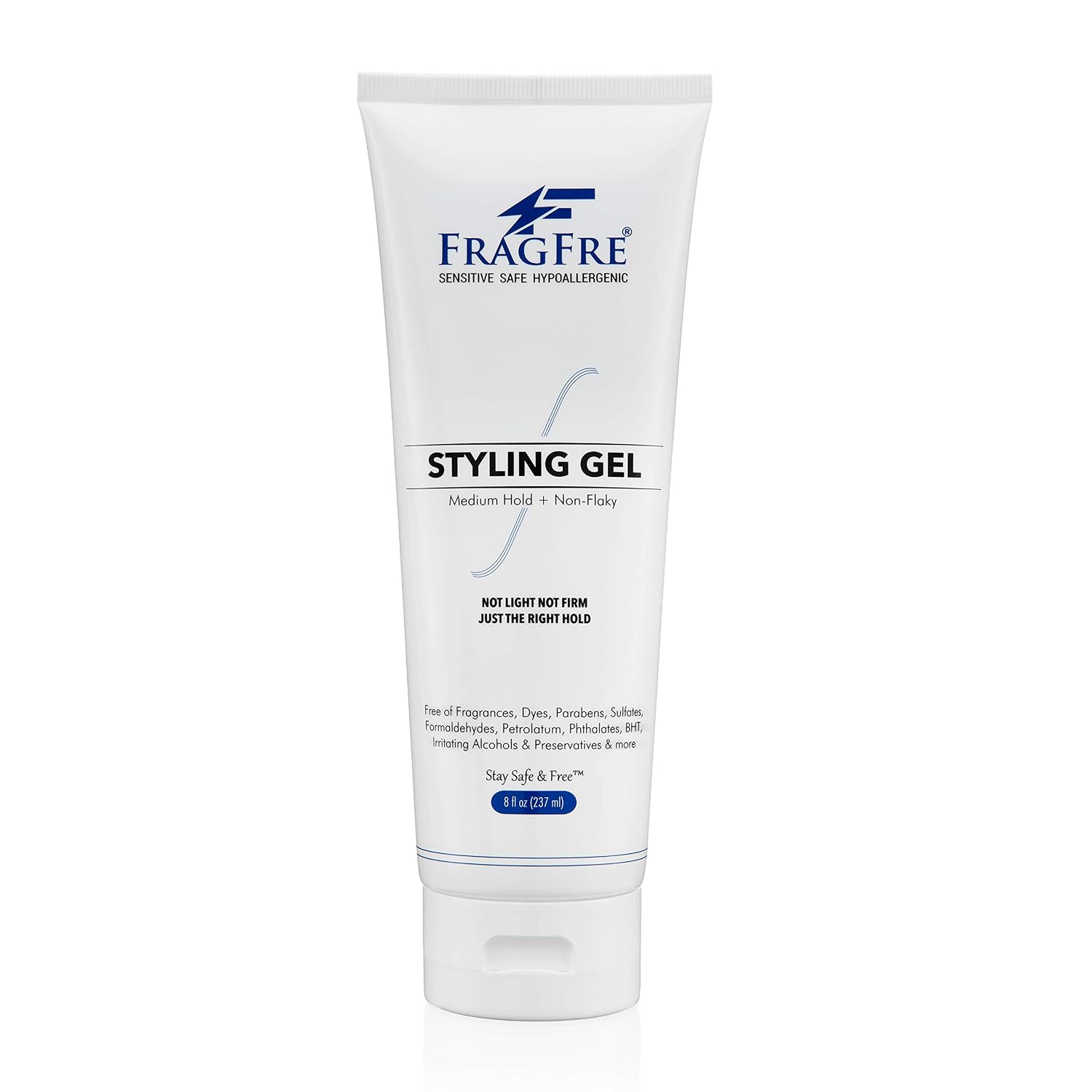 Styling Gel Fragrance Free 8 oz Medium Hold - Hair Styling Gel for Sensitive Skin - Hypoallergenic Parabens Free - Gluten Free Vegan Cruelty Free