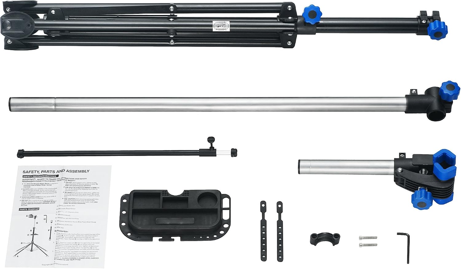 Pro Stand Plus Bike Rack - Heavy-Duty Telescoping Bicycle Stand with Tool Tray, Rotating Clamps, and Adjustable Handlebar Rod by RAD Cycle (Black)