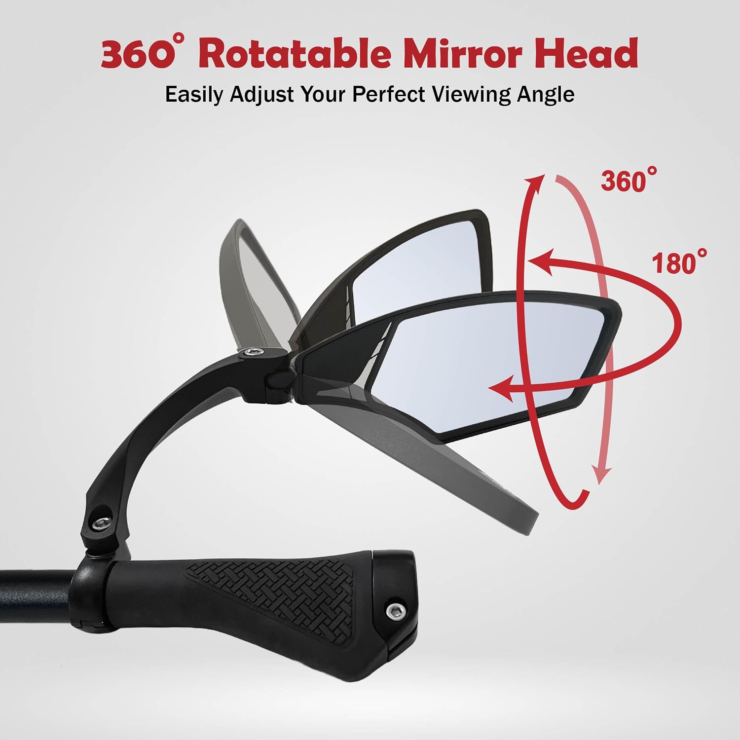 Hafny Handlebar Bike Mirror – HD Glass, Wide Angle, Adjustable 360° Rear View – Shatterproof, Anti-Glare, Premium, MTB, E-Bike, and Commuter Cycling Safety, HF-MR095 (Silver Left)