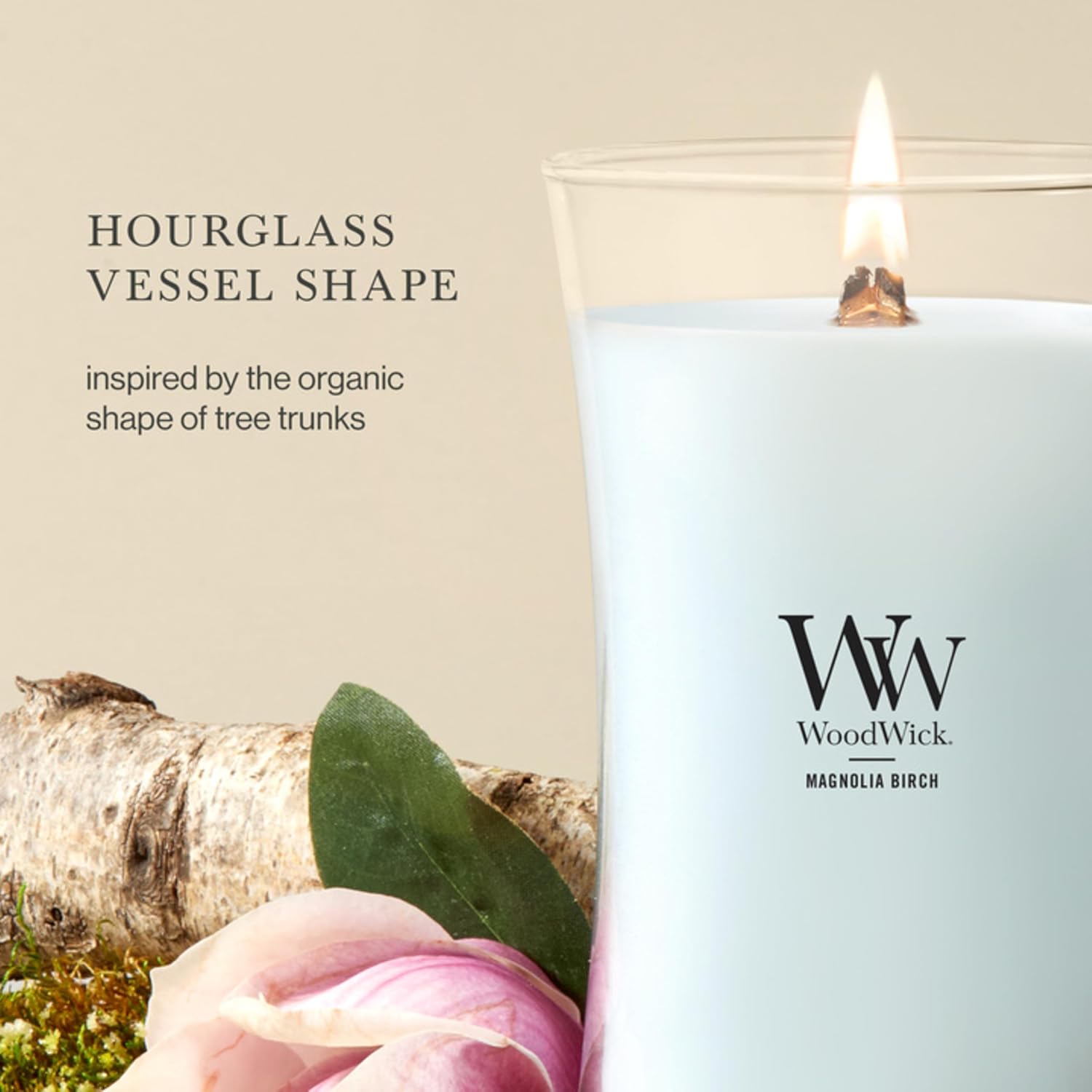 WoodWick Lavender Spa Gifts for Women and Men, 9.7 oz Medium Hourglass Candle with Crackling Wick