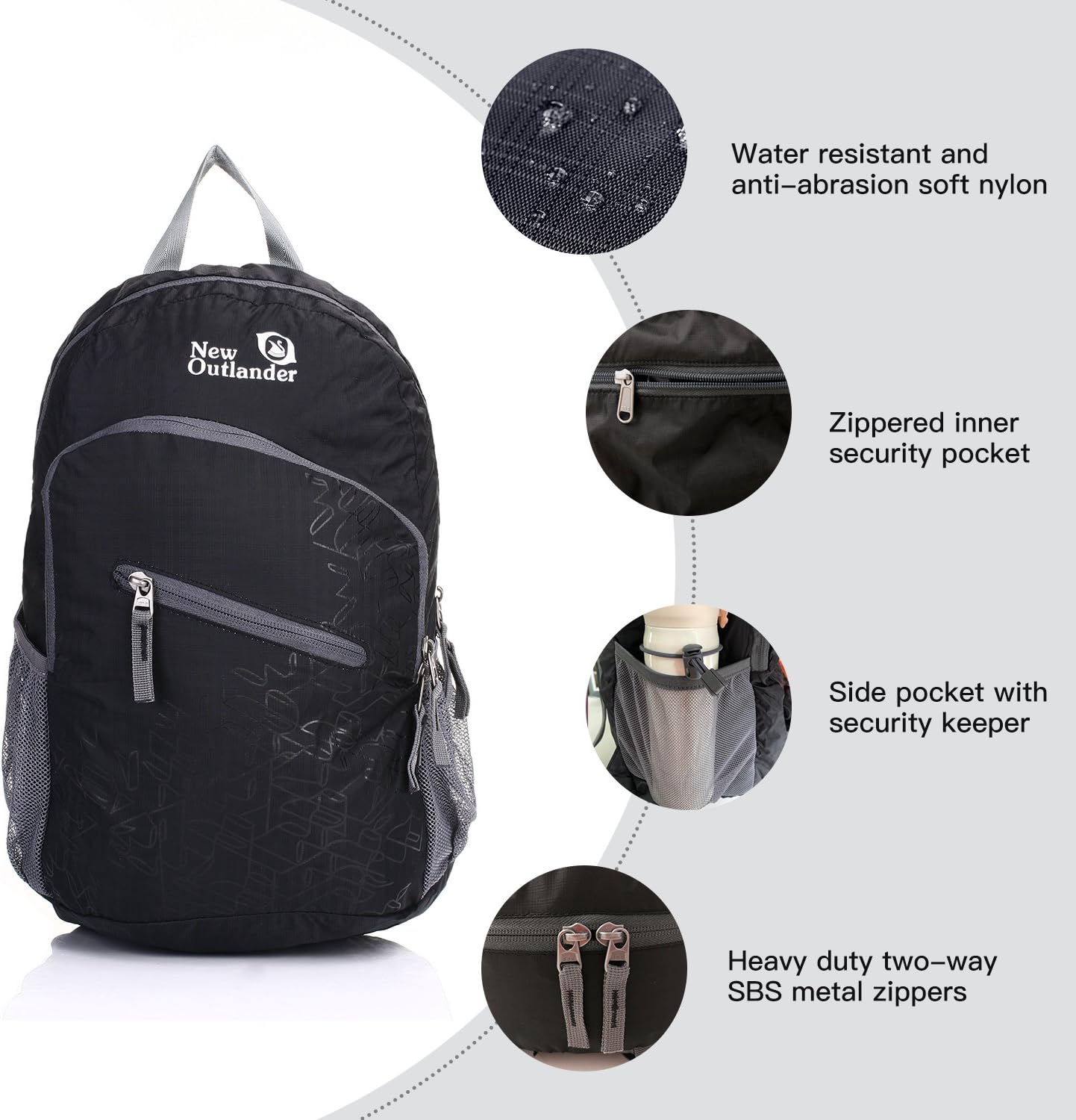 Packable Handy Lightweight Travel Hiking Backpack Daypack-Orange