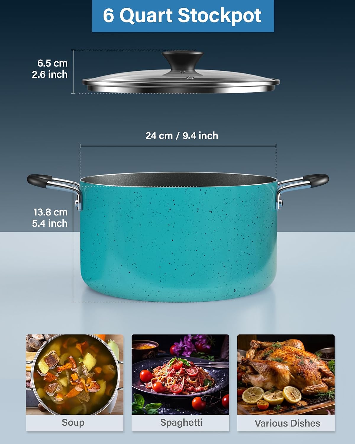Cook N Home 10.5 Quart Non Stick Stock Pot with Lid, Large Pots for Cooking