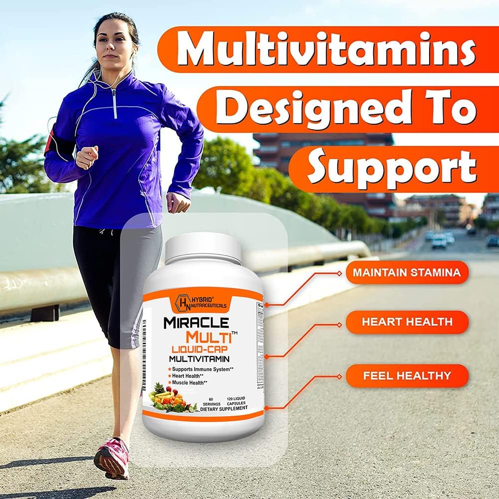 MiracleMulti Liquid Multivitamin Capsules for Men & Women - Complete Whole Food Blend Daily Vitamin & Mineral Supplement with CoQ10, B12
