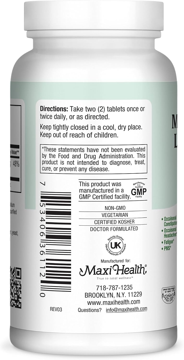 Maxi Health Magnesium Glycinate Lysyl Supplement – Magnesium Glycinate 200mg – Supports Sleep, Energy Boost, Bone Strength