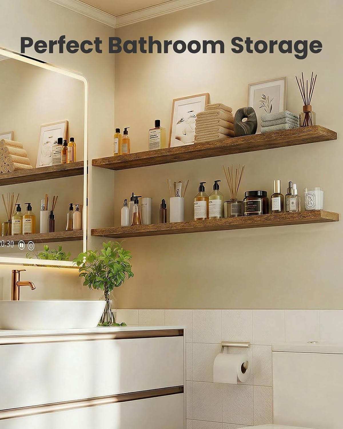 AMADA HOMEFURNISHING Floating Shelves, Wall Shelves for Bathroom/Living Room/Bedroom/Kitchen Decor
