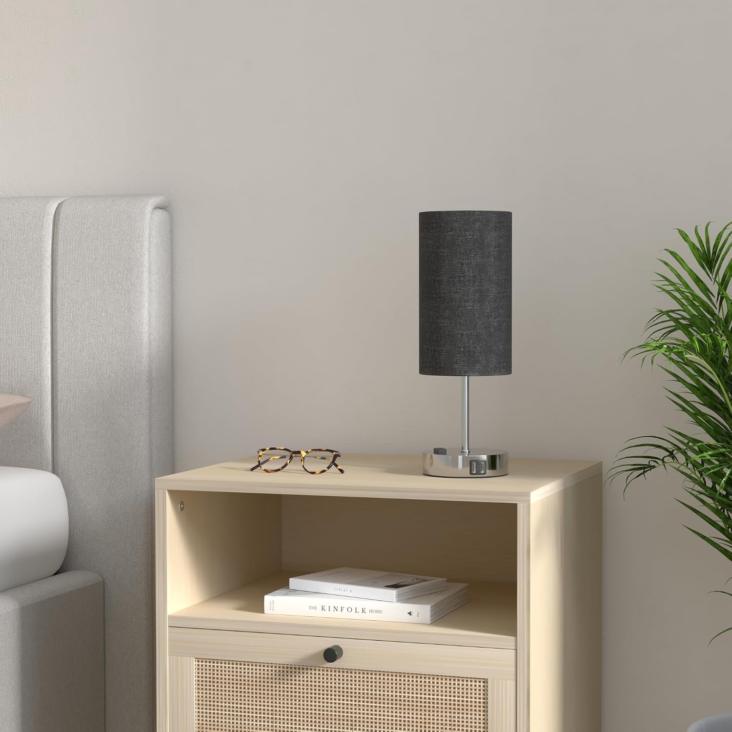 Set of 2 Touch Control Table Lamps with 2 USB Charging Ports&AC Outlet