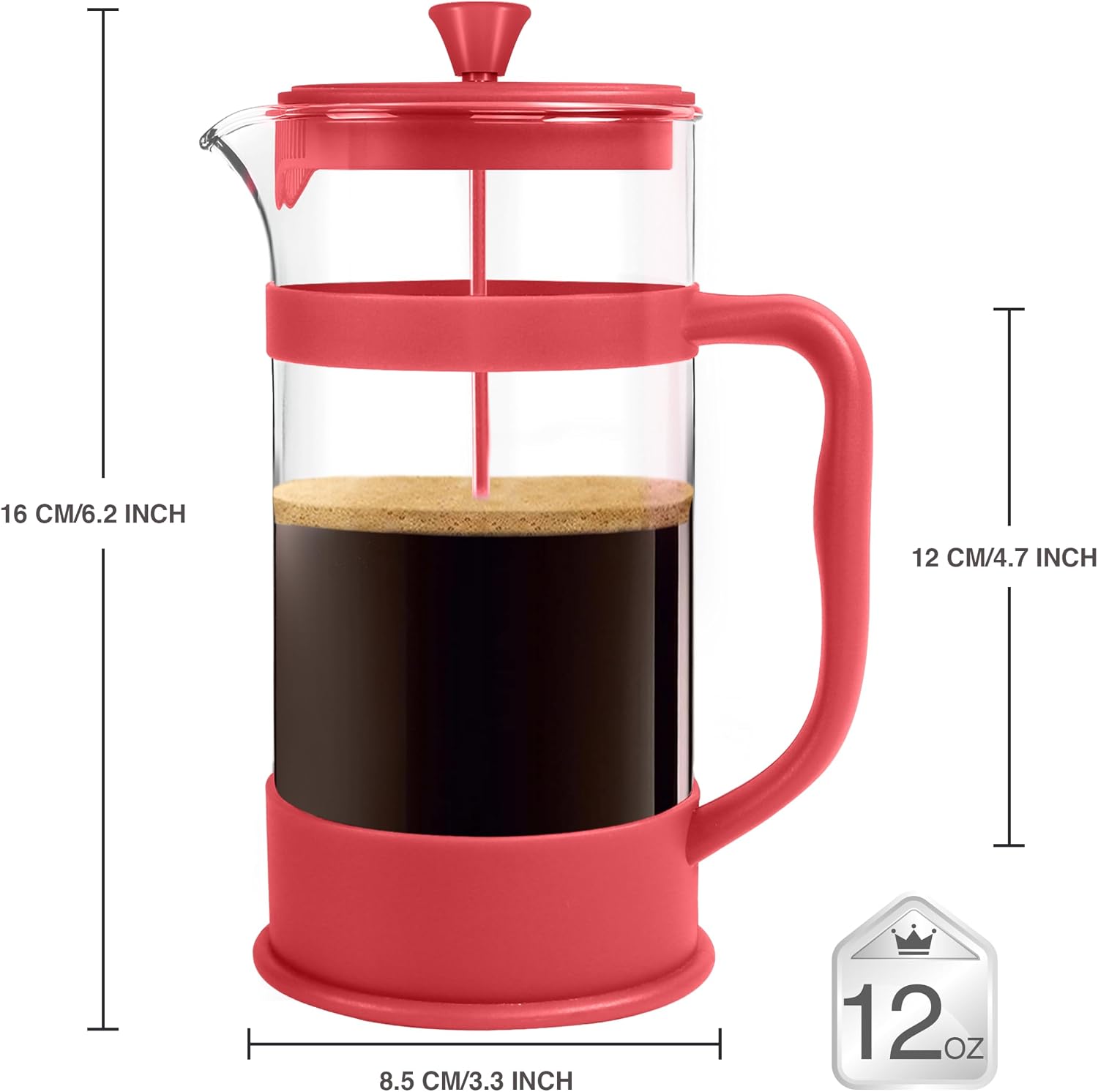Utopia Kitchen Borosilicate Glass French Press Coffee Maker 34 Oz, Black | Heat-Resistant Cafetiere & Tea Maker, Thickened Glass Coffee Press for Travel and Camping