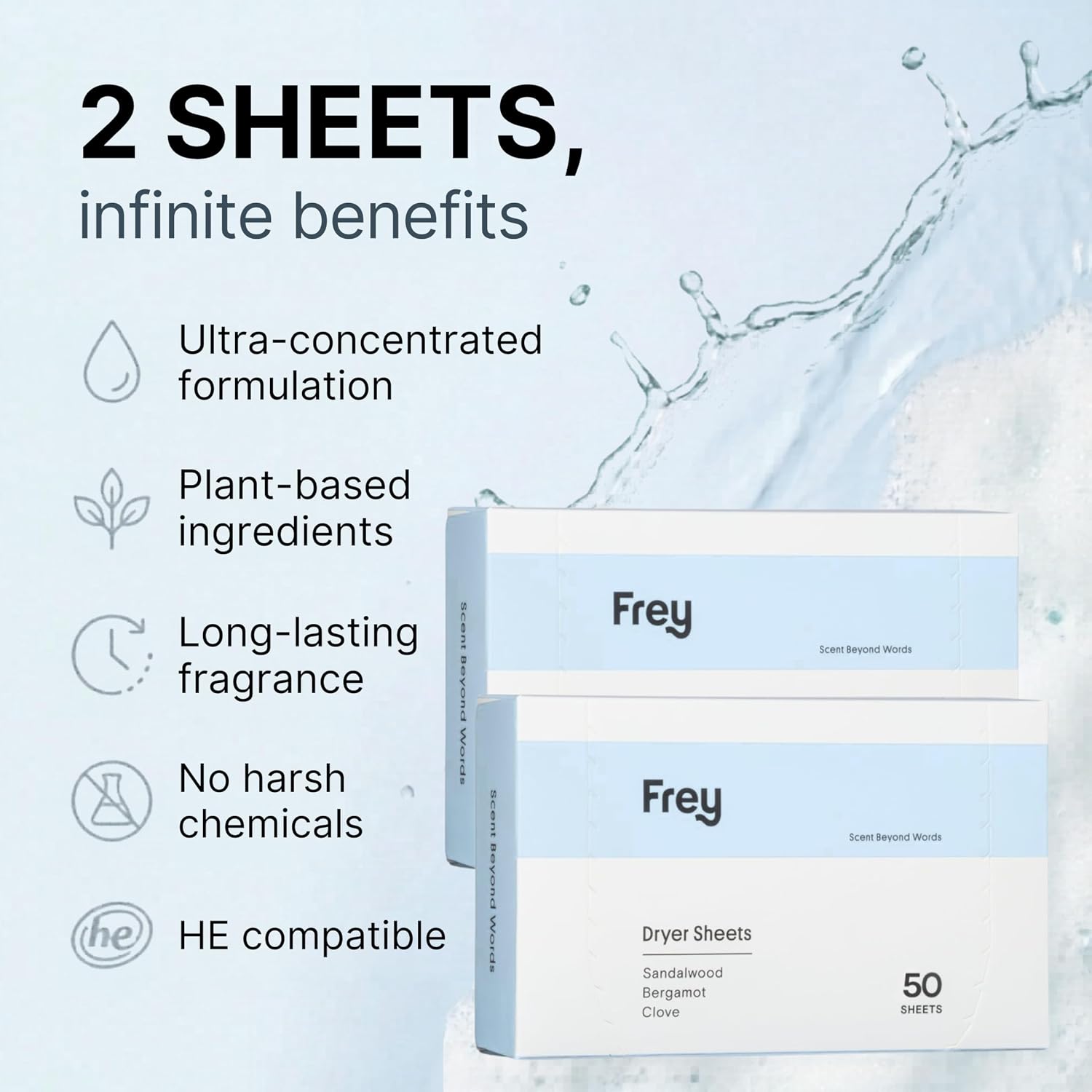 FREY Naturally Scented Dryer Sheets, 2-Pack, Cedar Grove