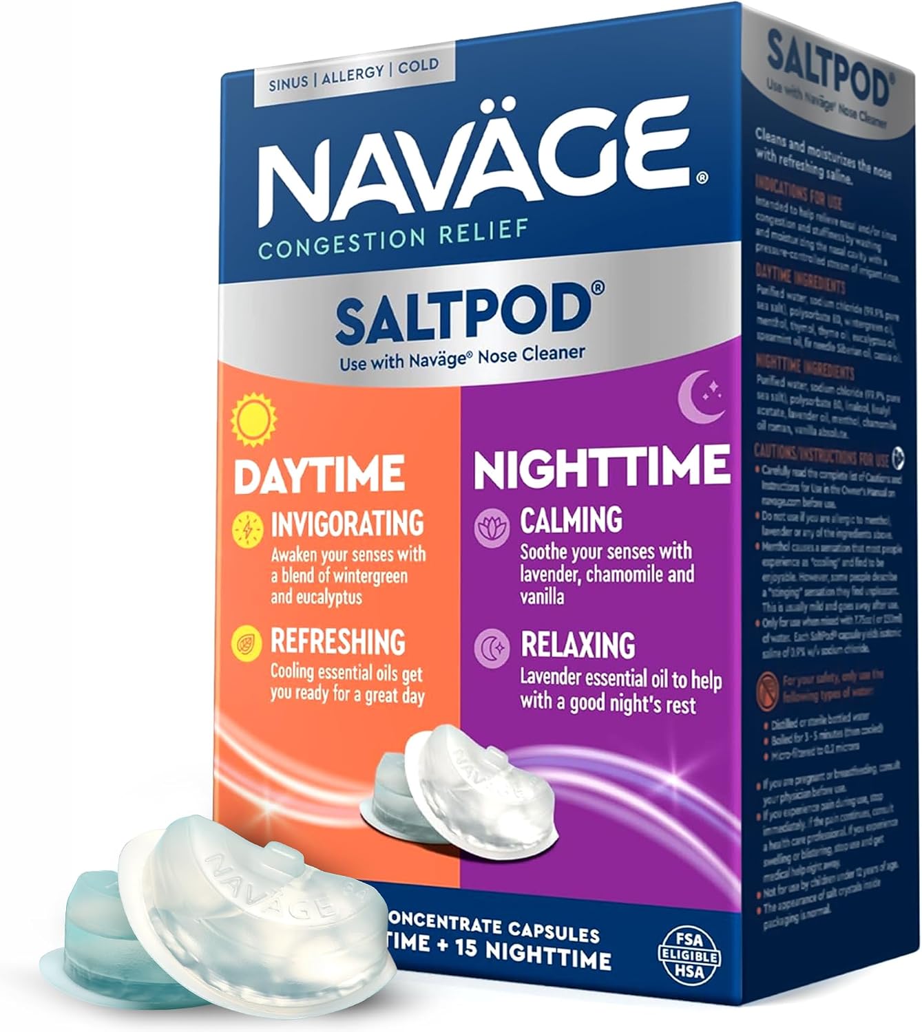Navage® SaltPods Refills, Original Sea Salt Formula, 90 Count | Pre-Measured Precision: Clears Mucus and Irritants for Breathable, Comfortable Sinuses