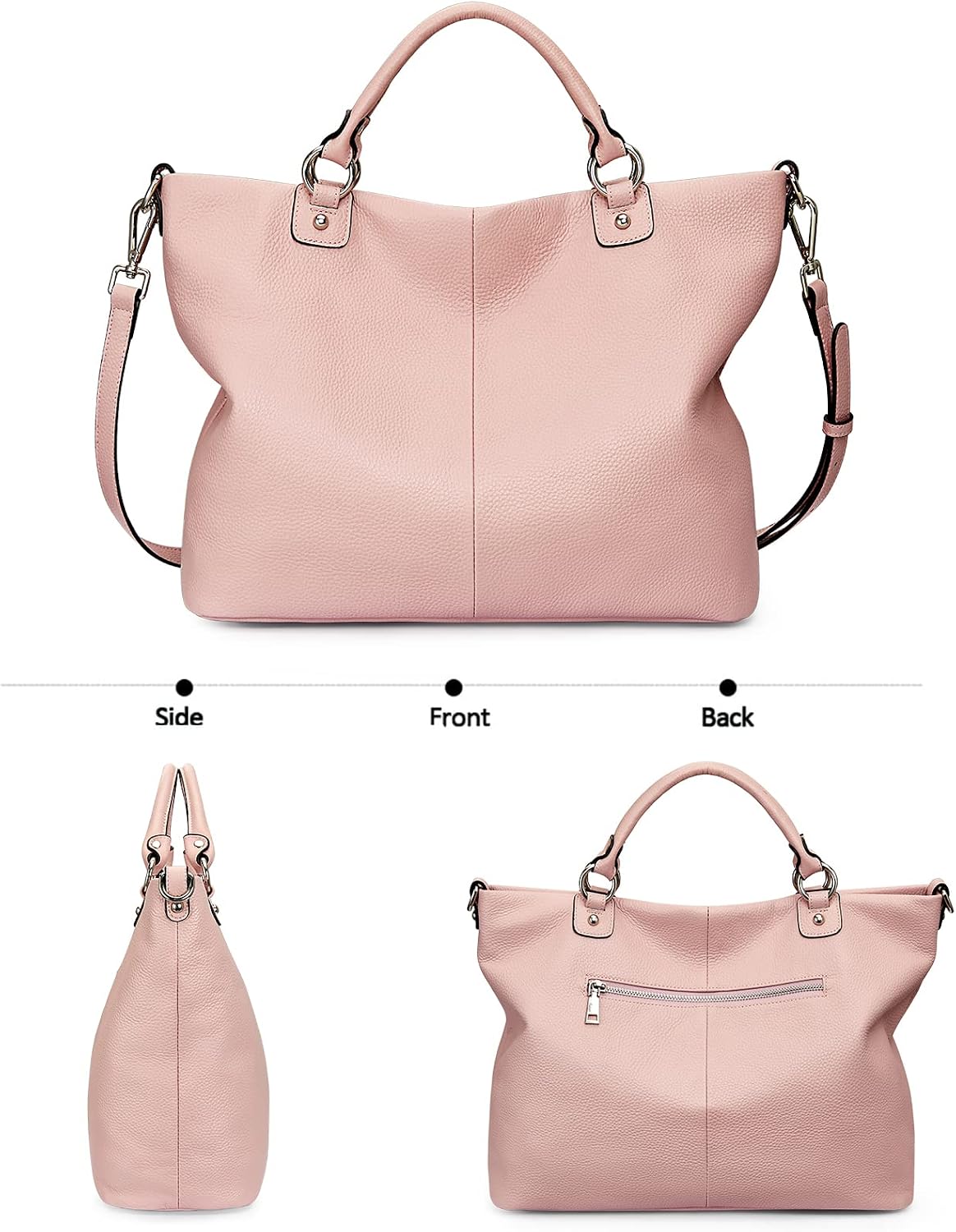 Kattee Genuine Leather Tote Purse for Women, Top Handle Satchel | Soft genuine leather tote with roomy storage and versatile carry for work, shopping, and travel.
