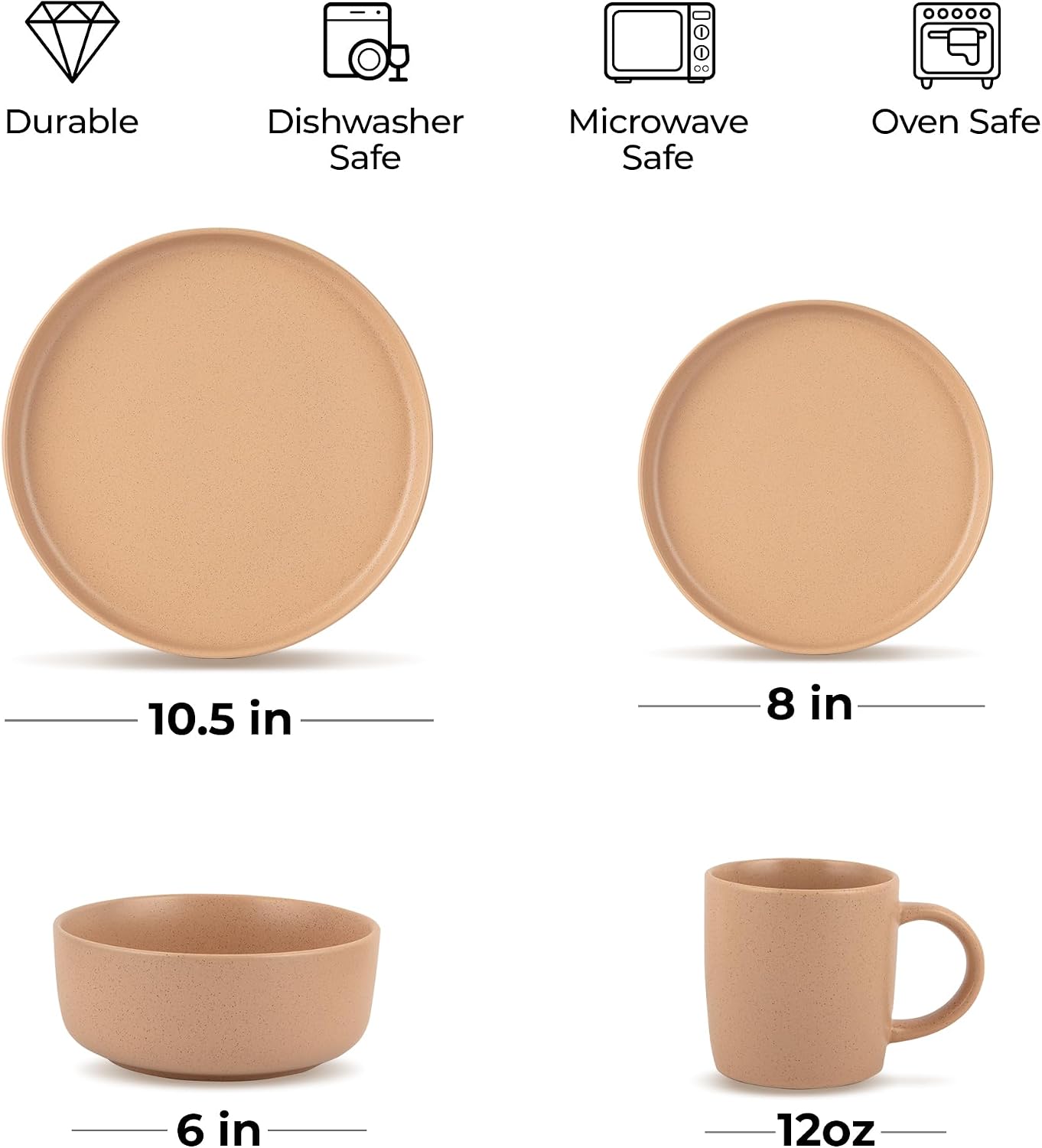 Zulay Kitchen Luna Plates and Bowls Sets, 16 Piece Modern Porcelain Dish Set for 4, Chip and Scratch Resistant Square Dinnerware Set