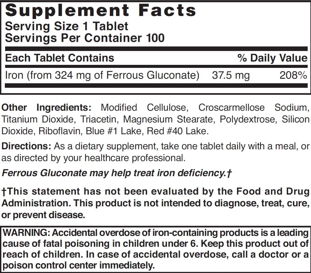 Nature's Blend Ferrous Gluconate Tablets, 100 Count