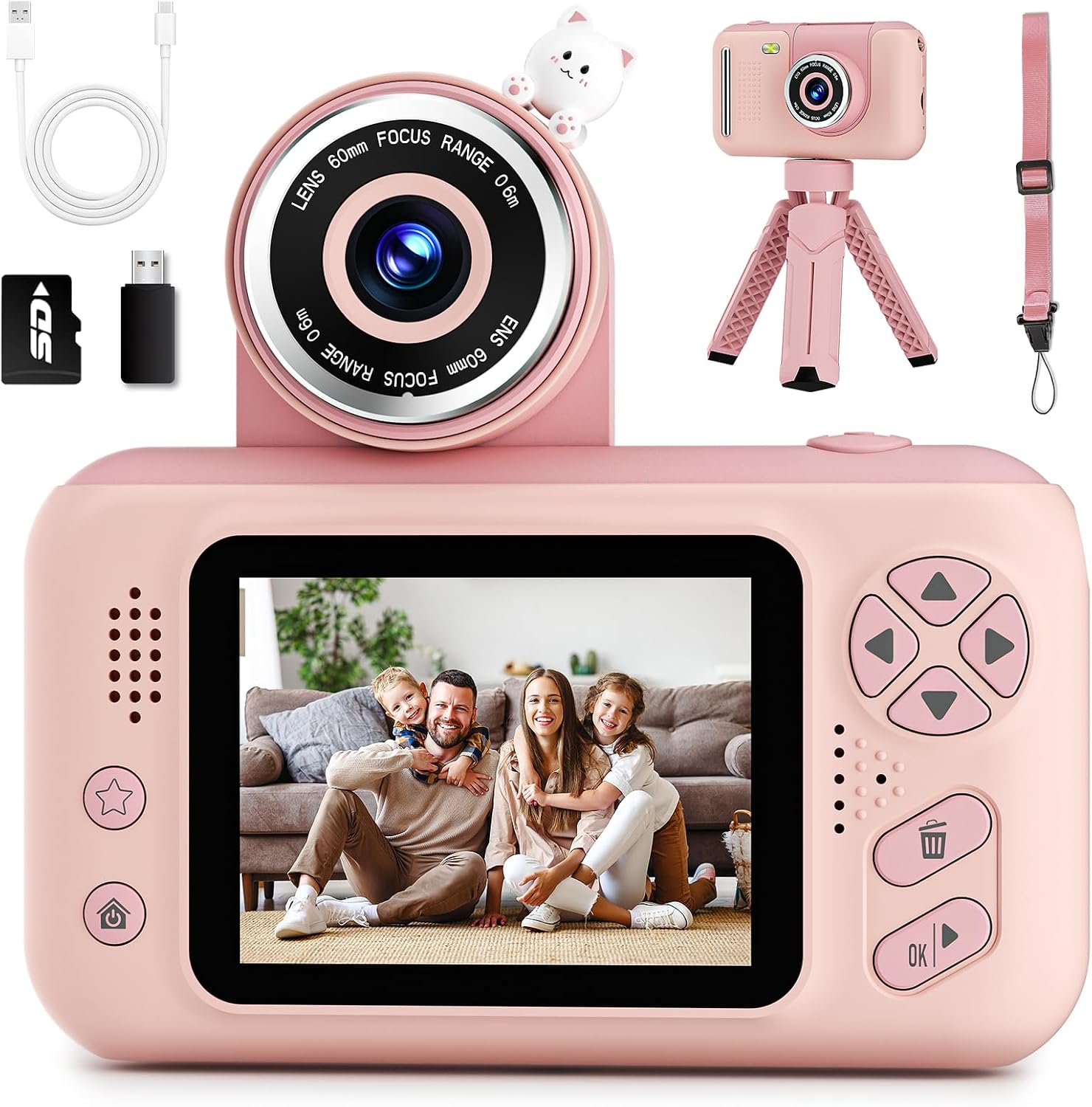 Makolle Camera for Kids, Portable Travel Camera for Childrens Age 3-8, Blue | Flip Up Lens, Drop Proof, With Tripod, Long Battery Life, SD Card Included, Birthday Gifts for Boys and Girls Age 3-12
