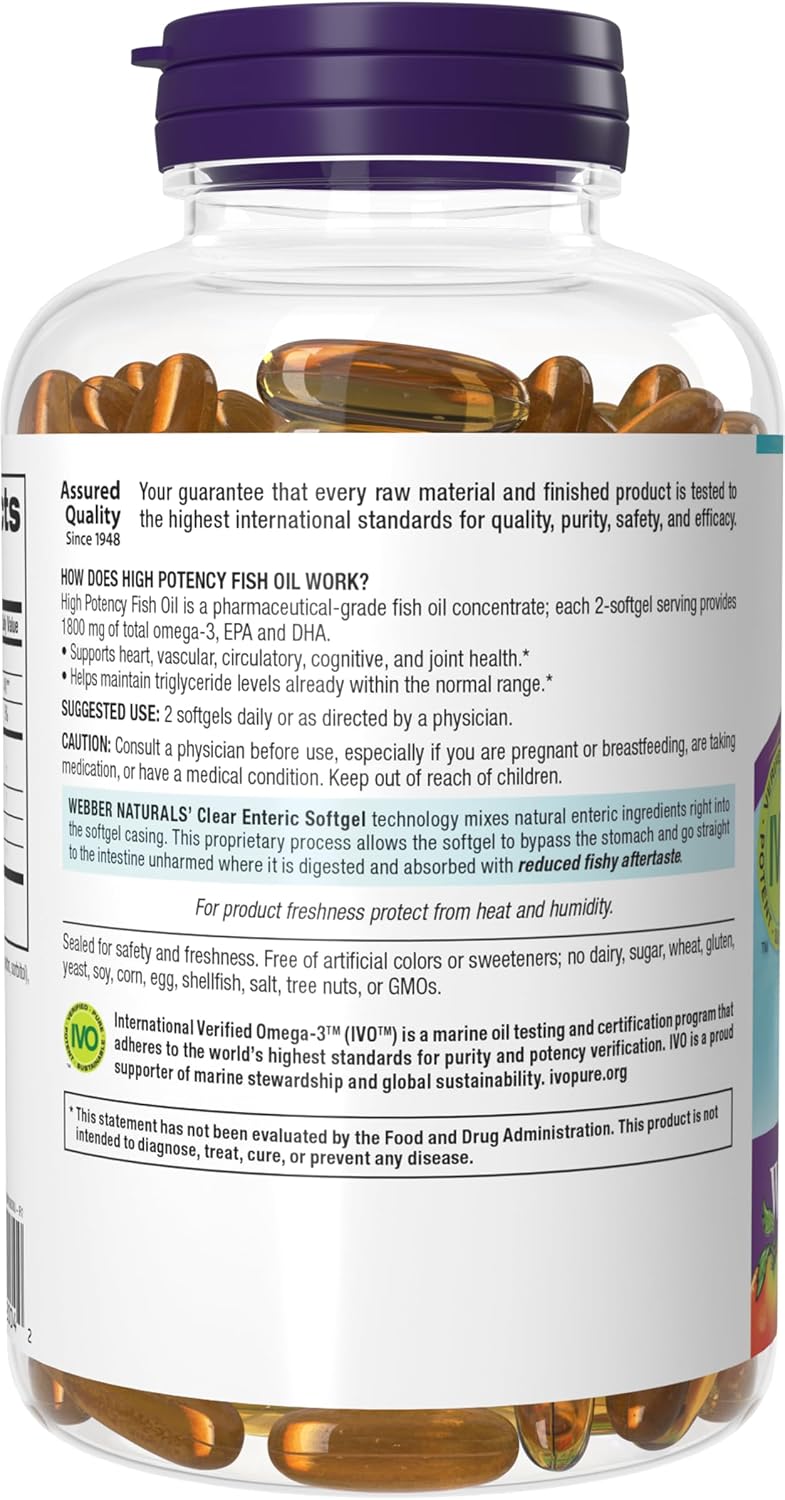 Webber Naturals Ultra Omega 3 Fish Oil EPA DHA, 2850mg, 120 Clear Softgels