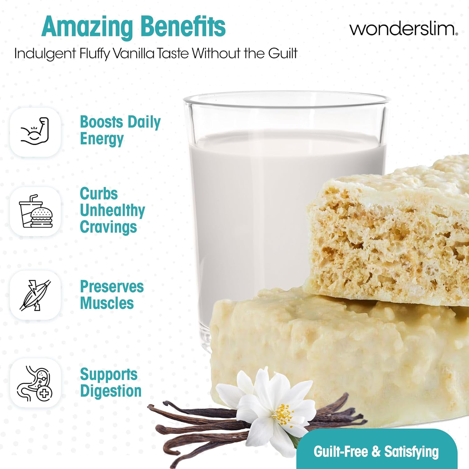 Wonderslim High Fiber Protein Bars, Low Calorie Snack – Fluffy Nutter, 7ct | 15g Protein, 7g Fiber – Gluten-Free, Low Sugar, Protein Snack Bars for Hunger & Craving Control, Weight Management Support