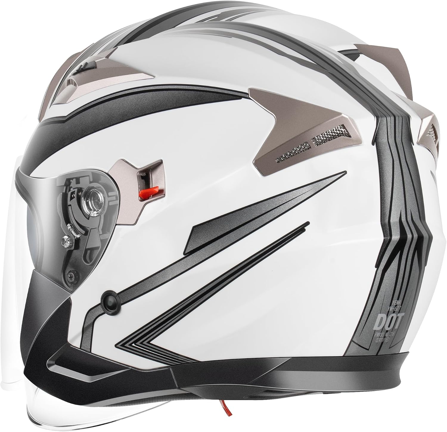 YEMA Open Face Motorcycle Helmets, DOT Approved 3/4 Moped Helmet Dual Visor Quick Release Buckle, Helmets for Adults Motorcycle Men Women Helmets for Moped Scooter Streey