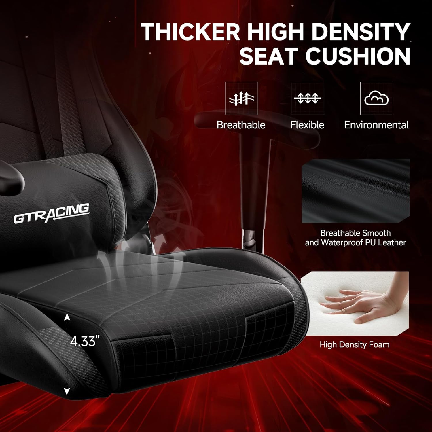 GTRACING Gaming Chair Racing Office Computer Ergonomic Video Game Chair Backrest and Seat Height Adjustable Swivel Recliner with Headrest and Lumbar