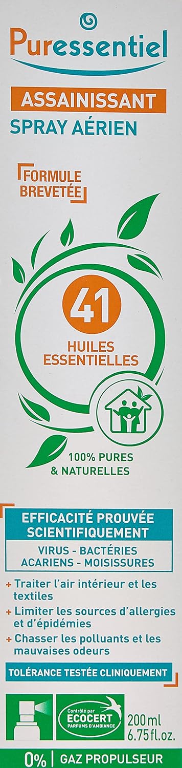 "Puressentiel Purifying Air Freshener Spray - Room Spray with 41 Essential Oils - Eliminate Odors without Synthetic Chemicals - Multi-Use - 6.75 oz"