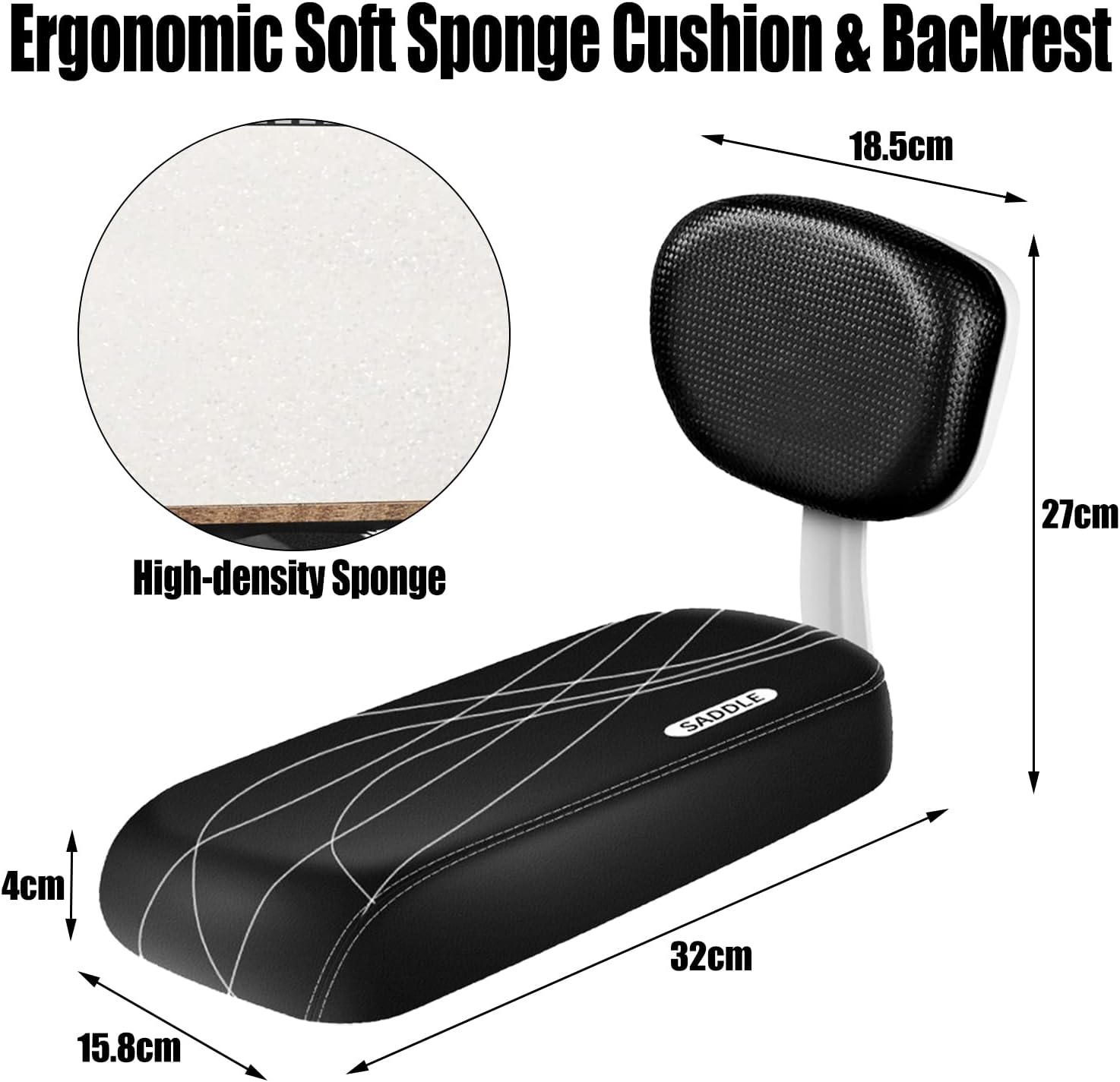 TOPCABIN Bicycle Manned Cushion Mountain Bike Back Shelf Seat Cushion Manned Comfortable Saddle Children Back Seat