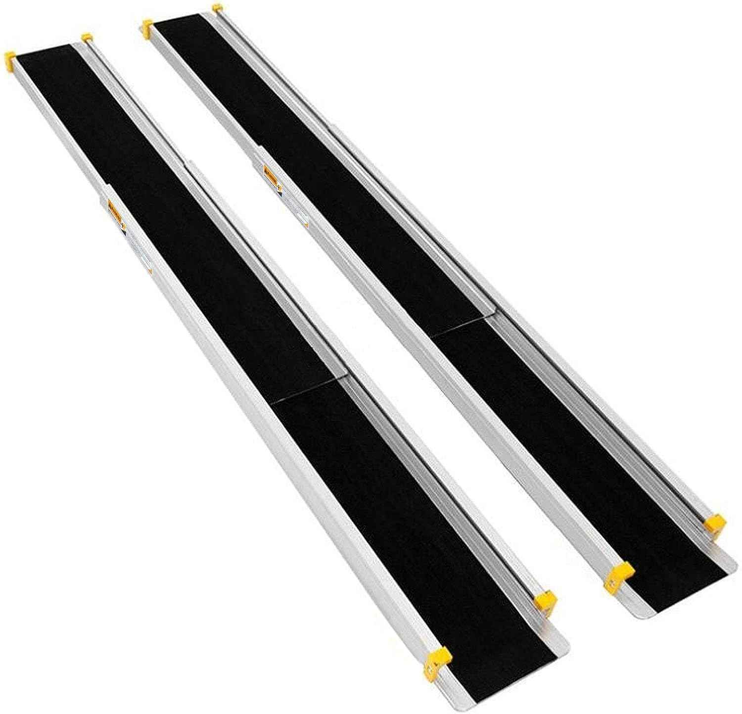 Goplus Wheelchair Ramp, Adjustable Portable Aluminum Ramps with Non-Skid Surface for Home Steps Stairs Doorways