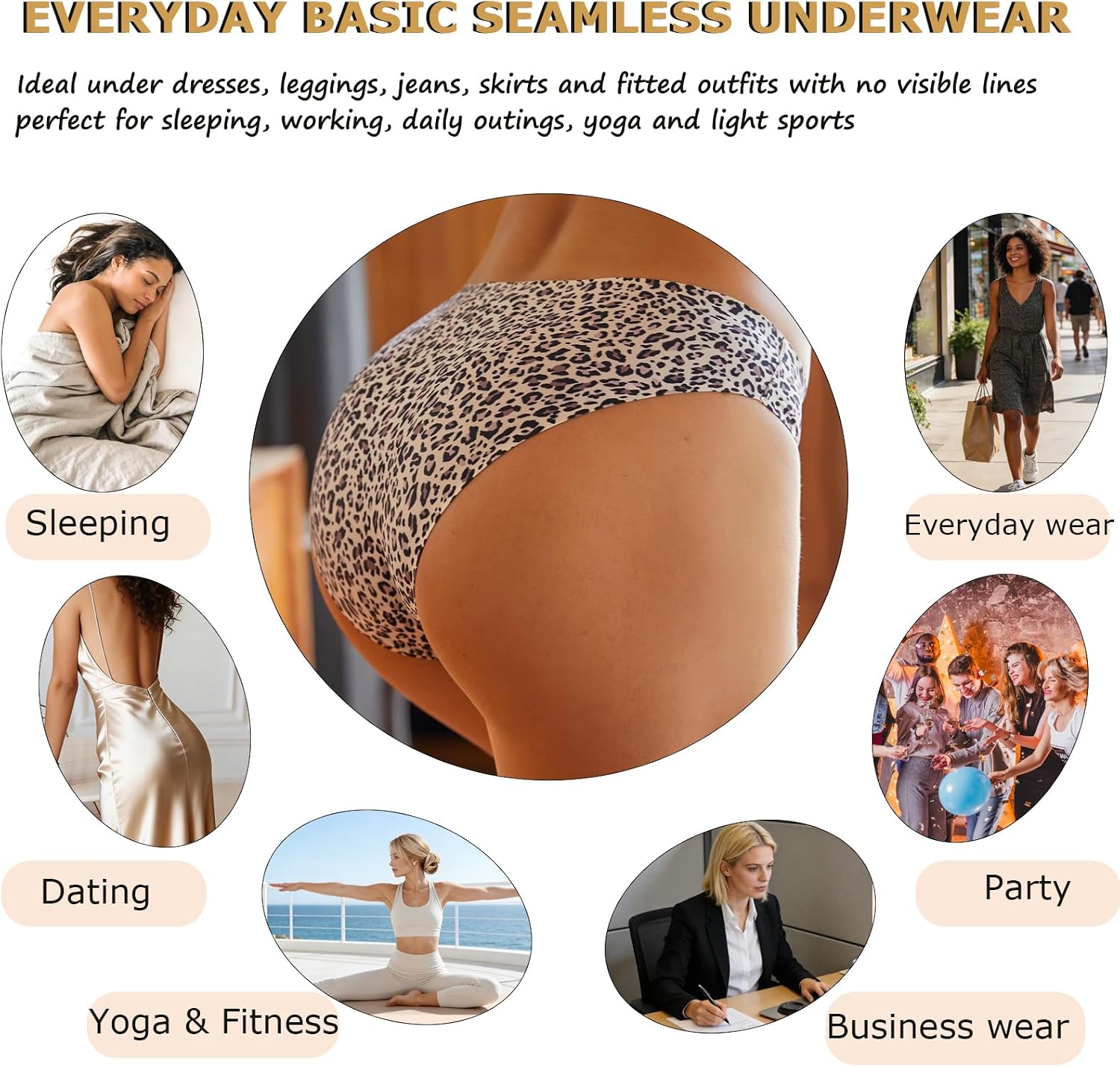 FINETOO 6 Pack Women’s Seamless Hipster Underwear No Show Panties Invisibles Briefs Soft Stretch Bikini Underwears XS-XL