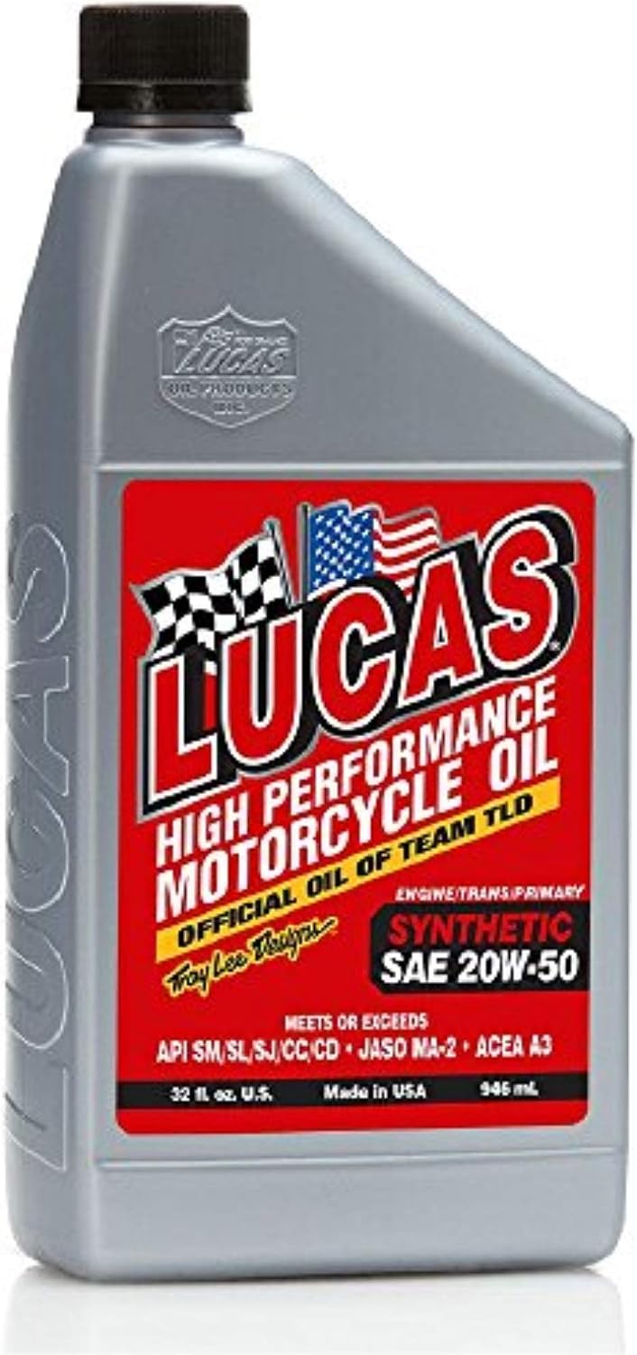 Lucas Oil 10702 SAE 20W-50 Synthetic Motorcycle Oil - 1 Quart Bottle