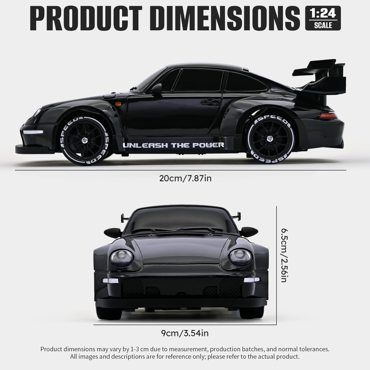 RC Drift Car,1:24 Scale Remote Control Car, 2.4GHz 20KM/H 4WD High Speed RC Cars for Kids with LED Light, Two Batteries,Drifting Tires,Racing Vehicle Toy for Adults Boys Girls Gray