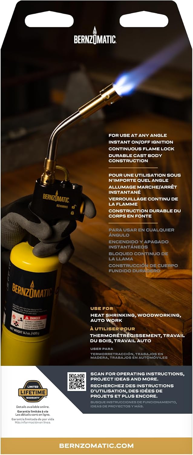 Bernzomatic® DuraCast® Wide Surface Torch - Durable Cast Body Aluminum Construction for Cooking, Heat Shrinking, Metalworking, and Vinyl Wrapping (TS 4500 Torch)