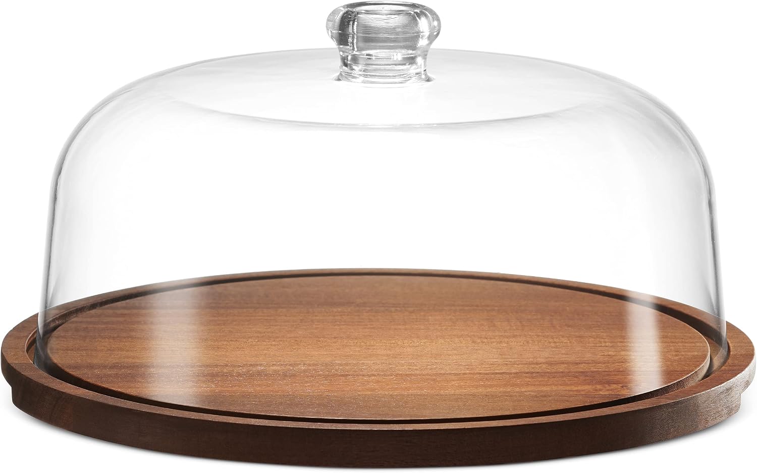 Godinger Cake Stand, Cake Plate Server Platter with Dome, Acacia Wood and Shaterproof Acrylic Lid