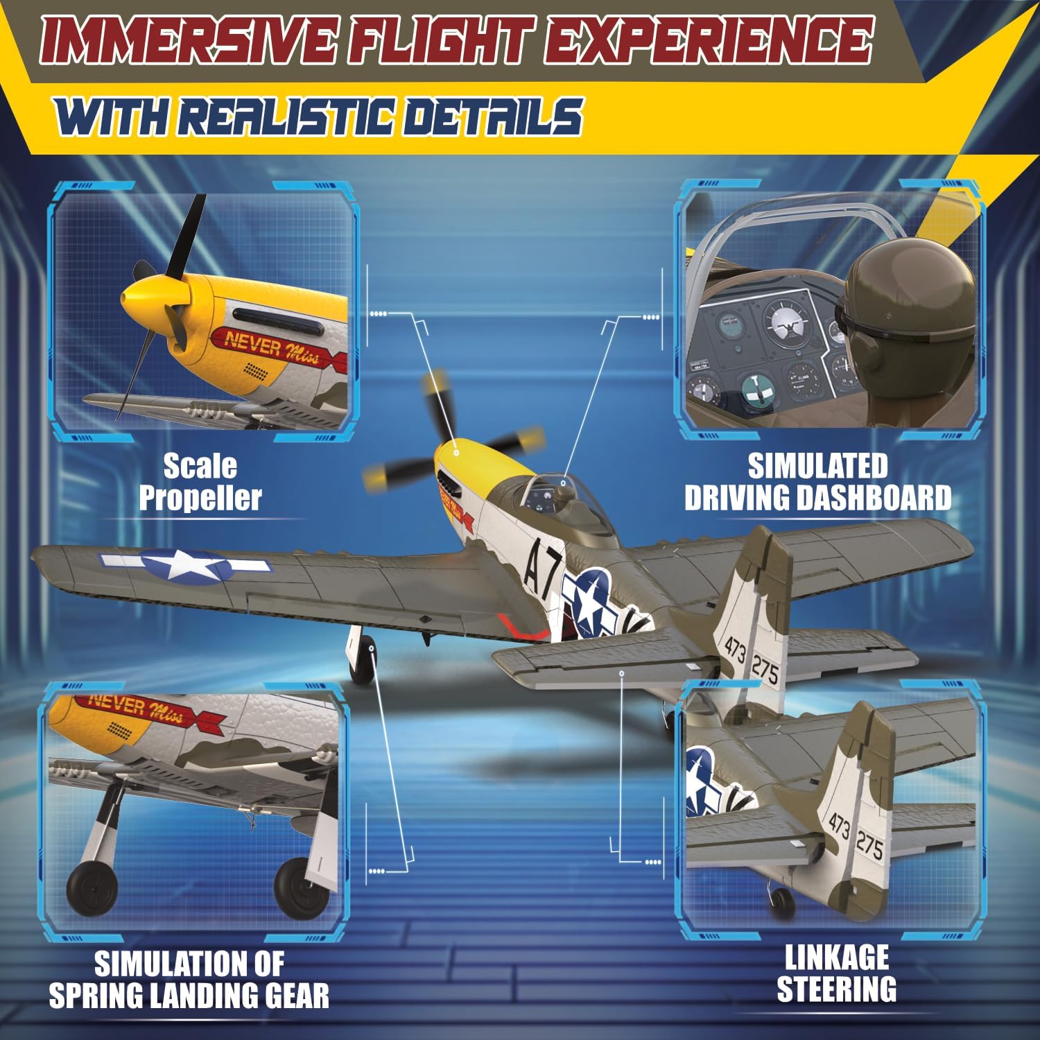 LEAMBE 4 Channel RC Plane, Ready to Fly Aerobatic Aircraft, Easy Control for Beginners, P51 Mustang RC Airplane Best Gift for Adults