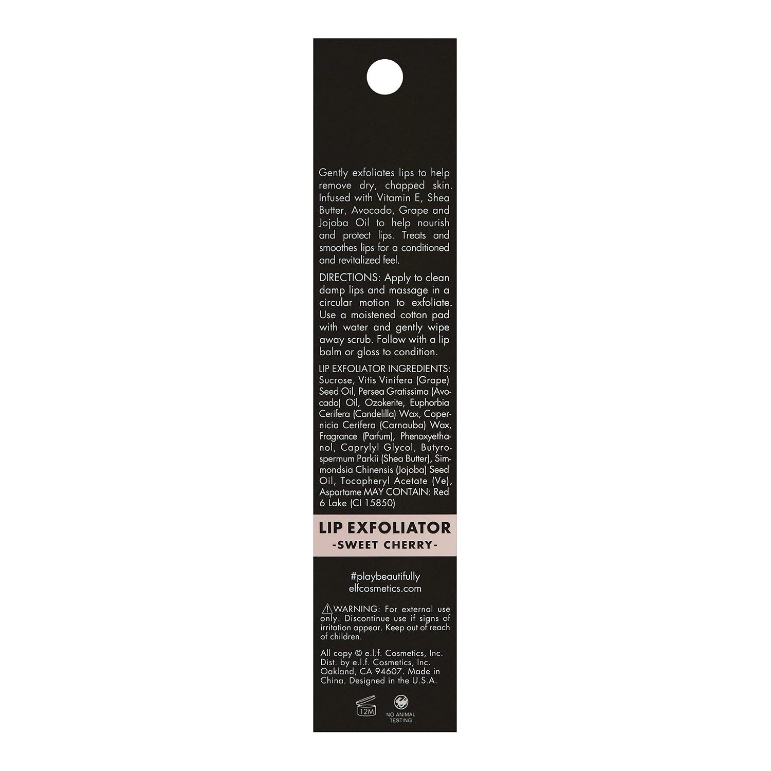e.l.f. Lip Exfoliator, Smoothing, Conditioning, Easy To Apply, Removes Dry, Chapped Skin, Sweet Cherry, Infused with Vitamin E, Shea Butter, Avocado, Grape and Jojoba Oils, 0.11 Oz