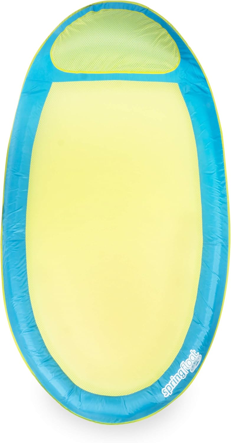 SwimWays Original Spring Float - Floating Swim Hammock for Pool or Lake - Lime/Light Blue, 6044237