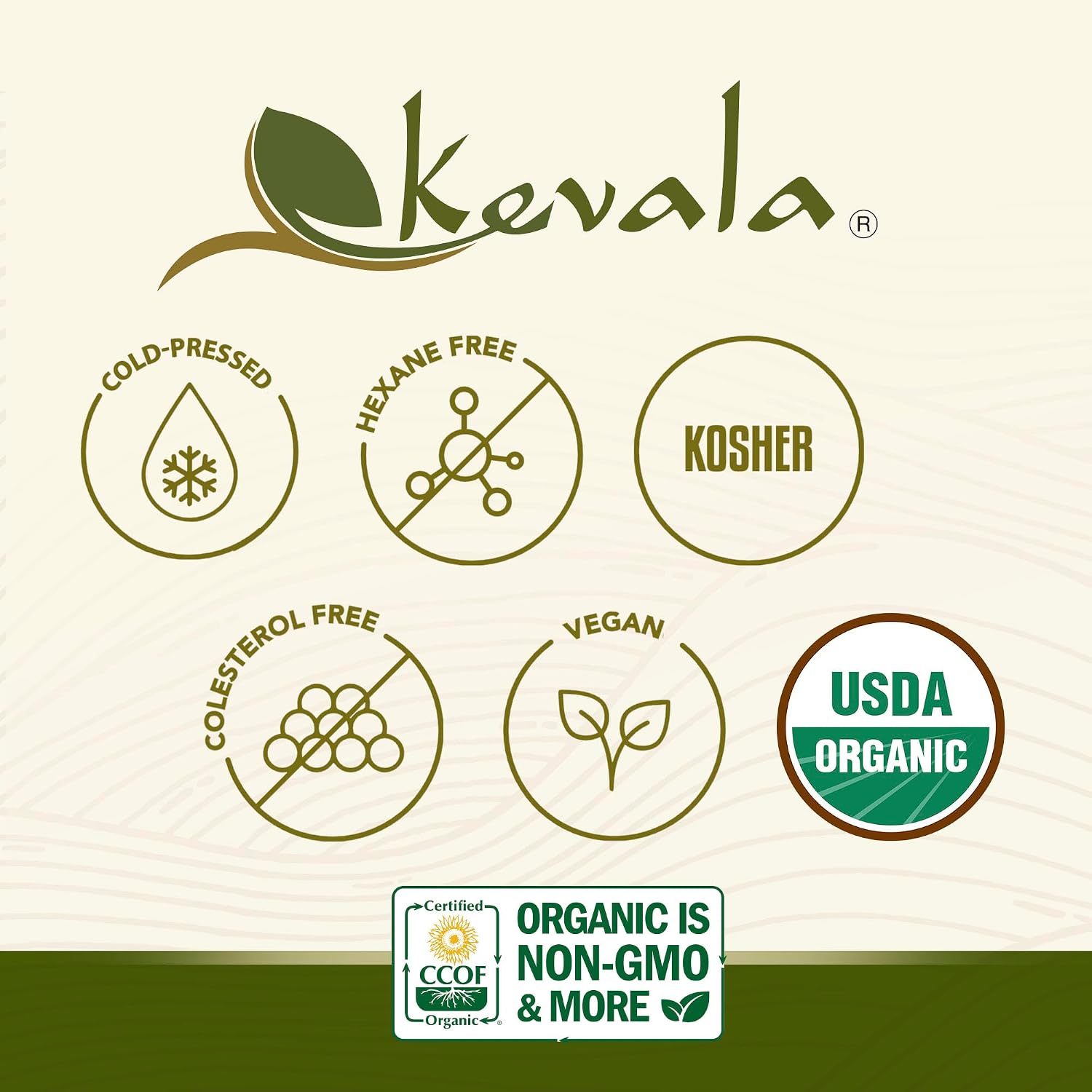 Kevala Extra Virgin Organic Olive Oil - 1/2 gal, Unrefined Cooking Oil | 64 oz, Cold Pressed, No Preservatives, Made with Selected Fresh Olives, Natural Kitchen Pantry Essential, Easy Storage